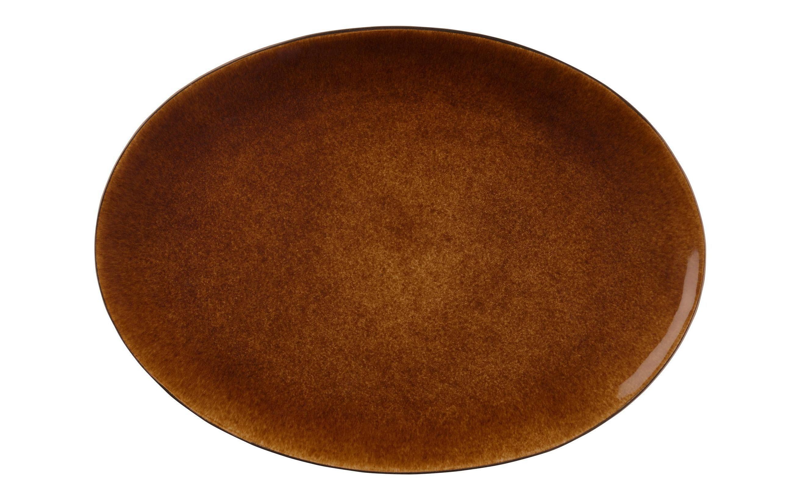 Bitz Servierplatte 45x34cm Schwarz/Amber 1 Stück, Stoneware