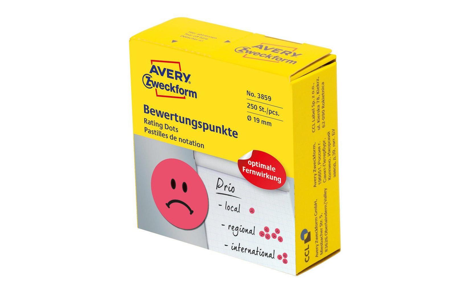Avery Zweckform Bewertungspunkte Gesicht 19mm, rot
