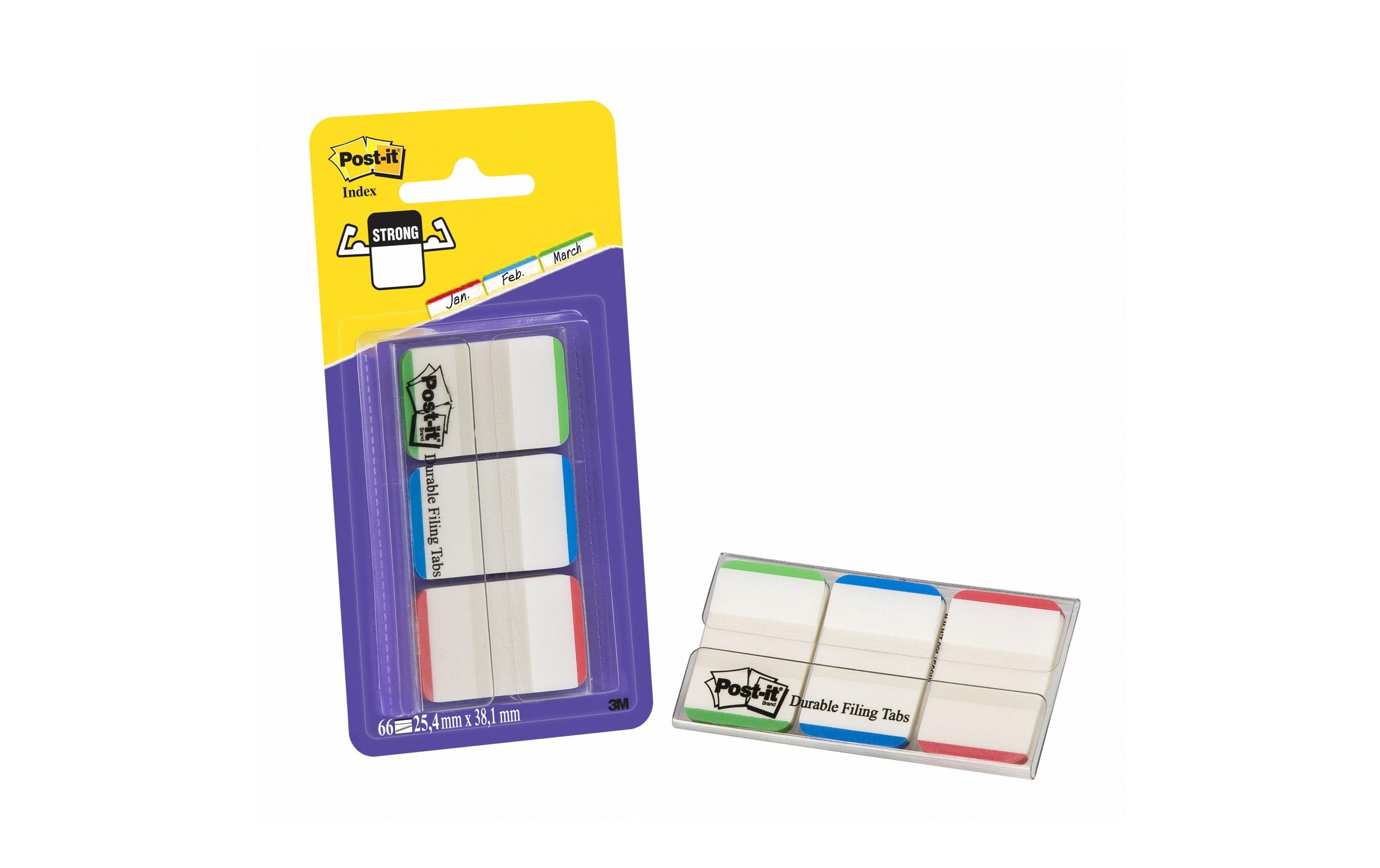 3M Post-it Index Strong, 3x12 Tabs grün/blau/rot