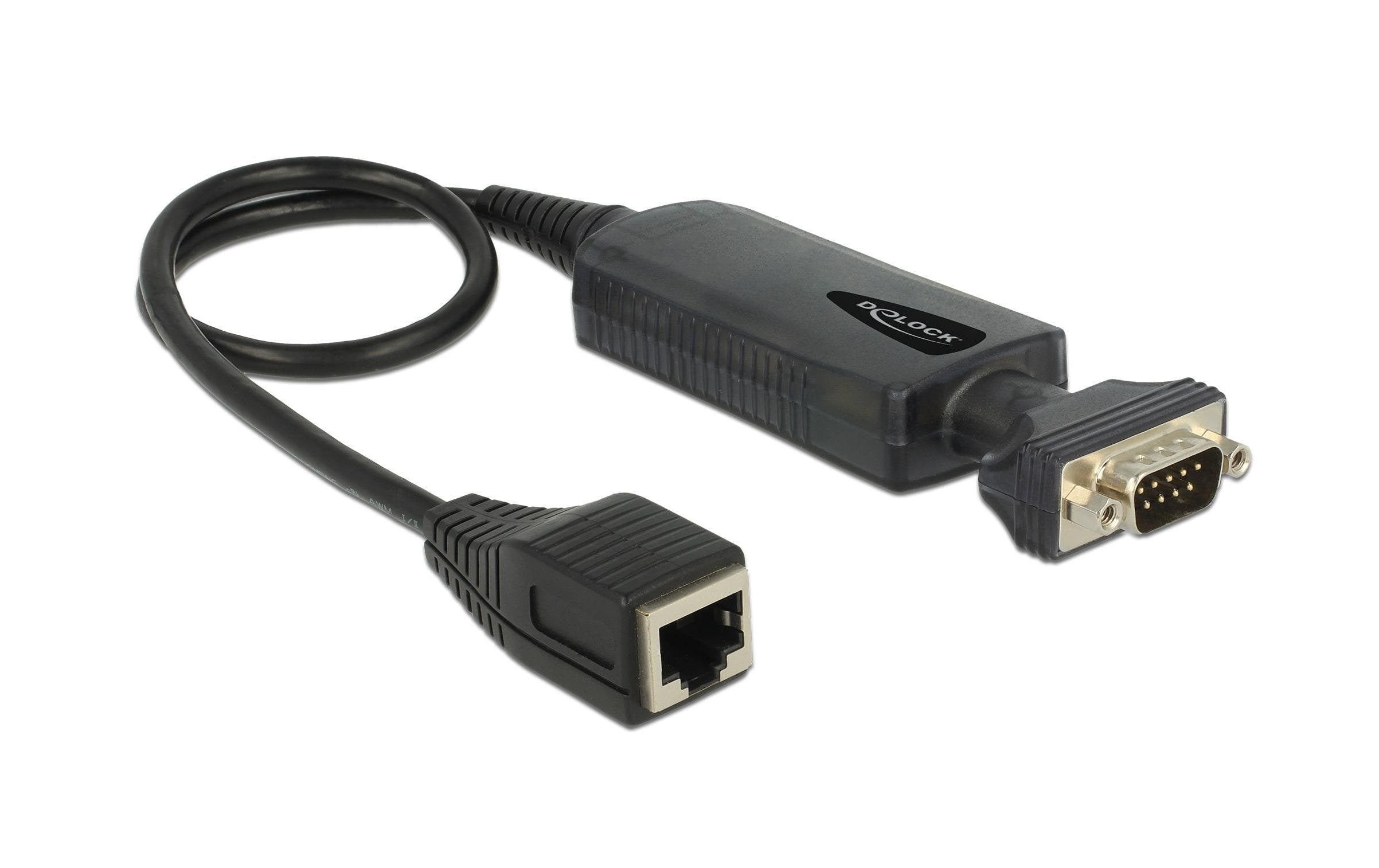 Delock: RS232 zu LAN Konverter, schwarz 10/100Mbps LAN, DB-9 Stecker
