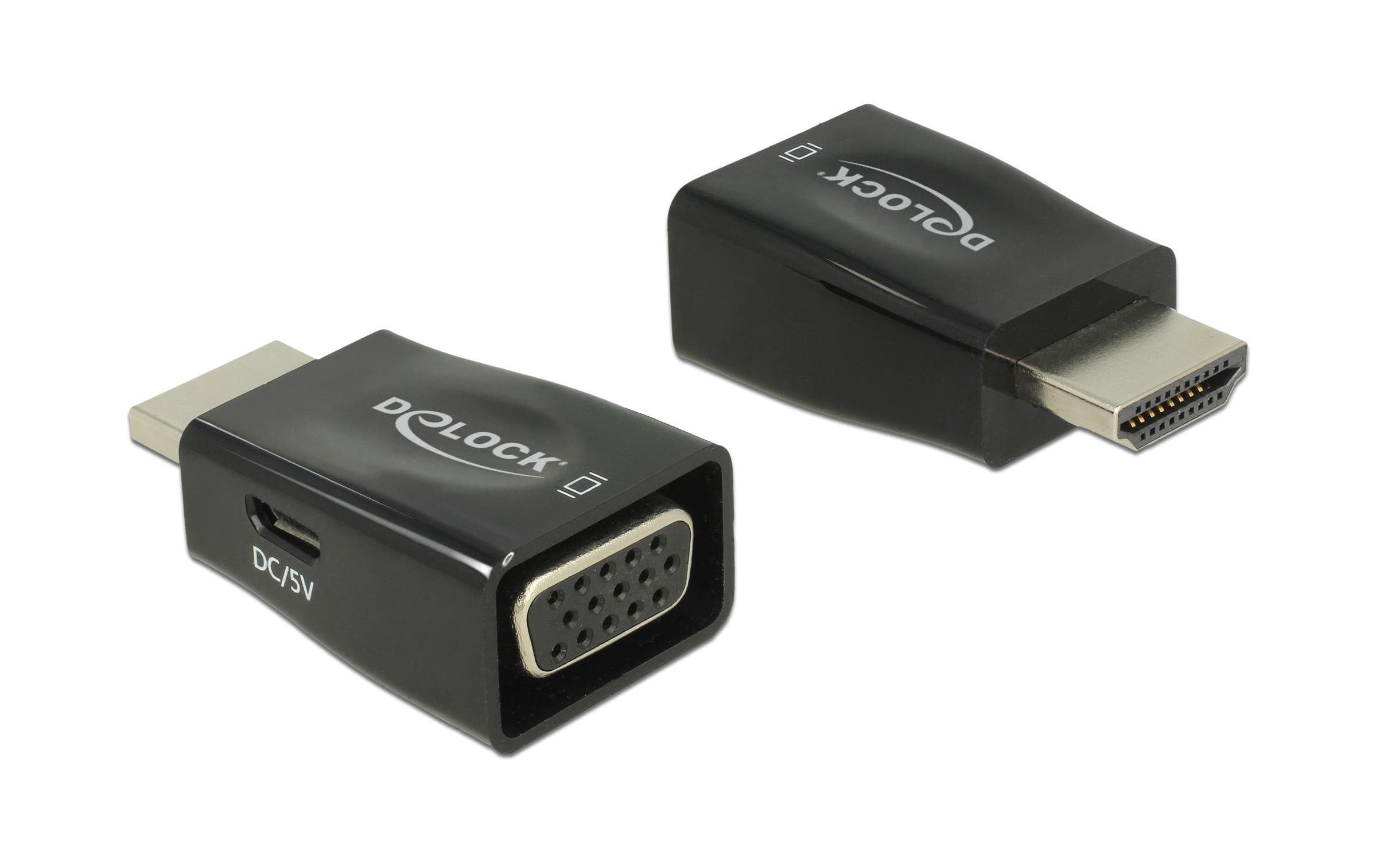Monitoradapter HDMI-A zu VGA-Bu schwarz HDMI-A Stecker zu VGA 15pin Buchse