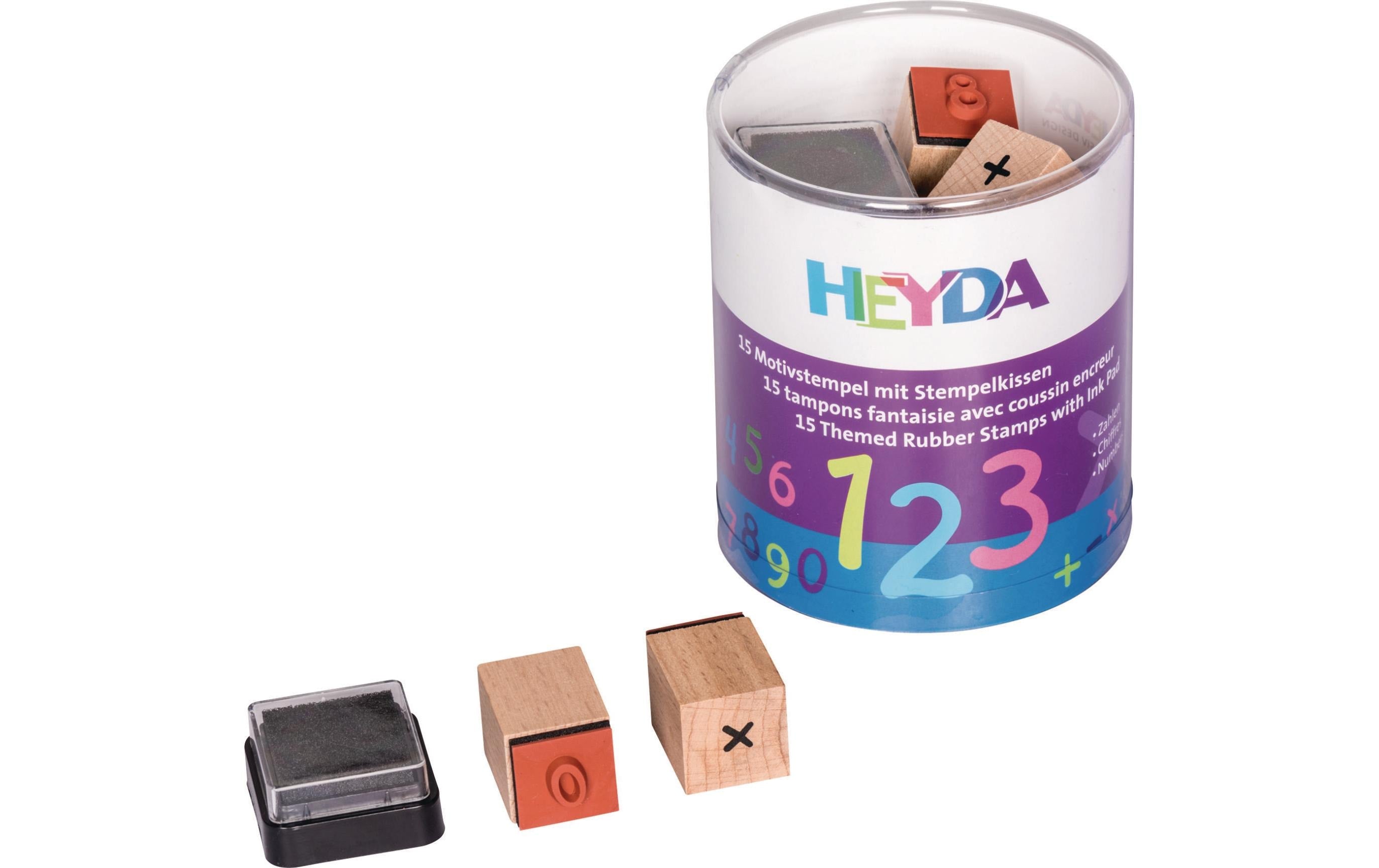 Heyda Stempeldose Zahlen 15 Stempel, 1 Stempelkissen