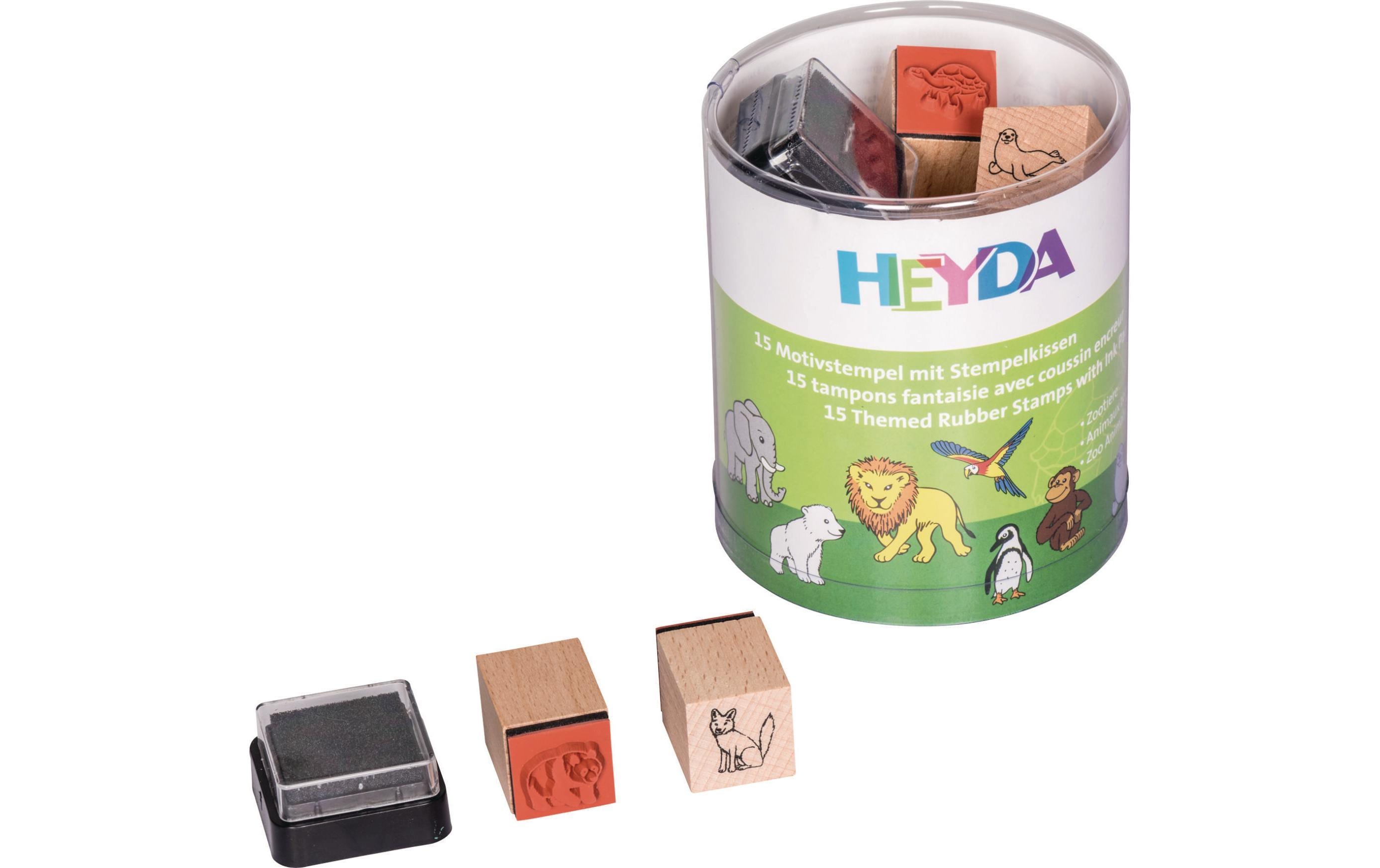 Heyda Stempeldose Zootiere 15 Stempel, 1 Stempelkissen