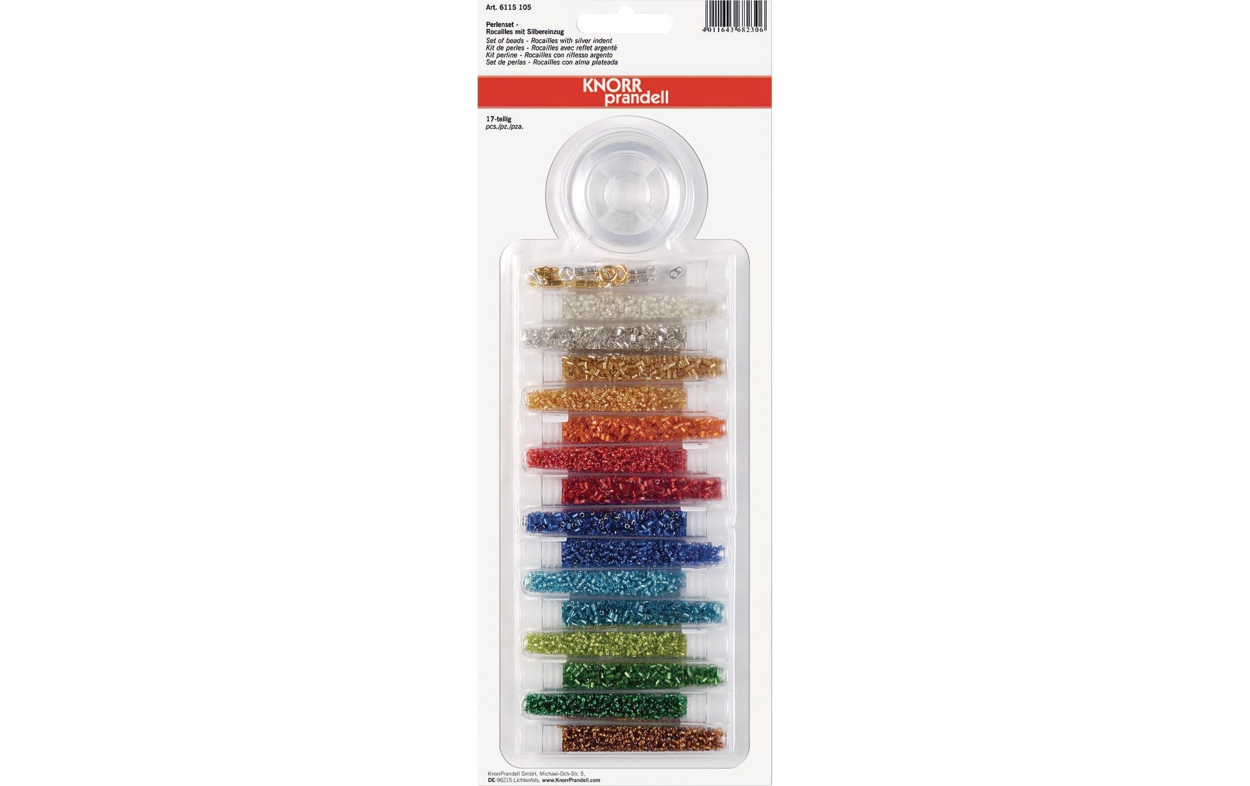 Knorr Prandell Rocailles Set Glas, 2.5mm, bunt mit Silbereinzug