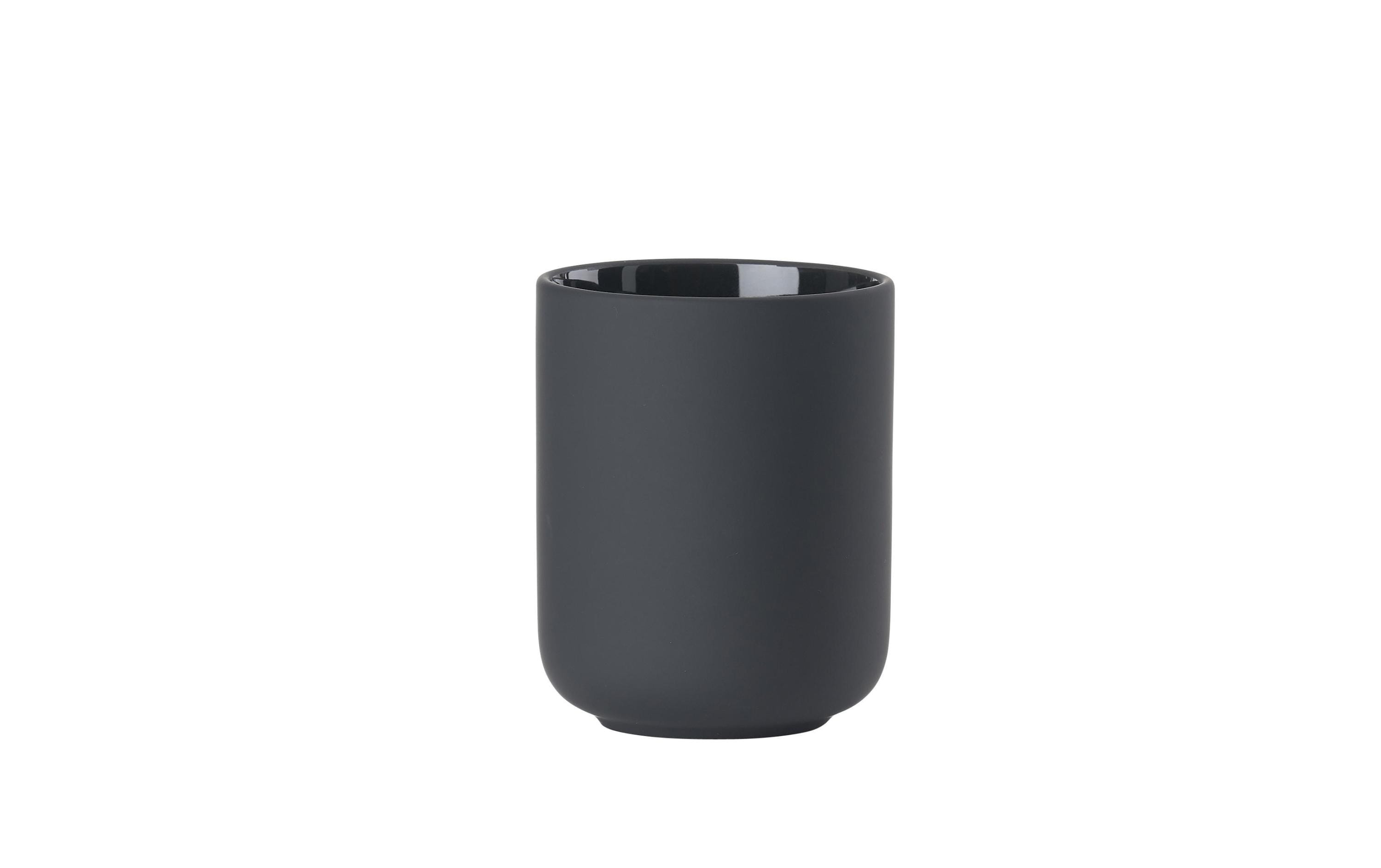Zone Zahnputzbecher UME black H:10,3cm D:8.3cm, Steingut