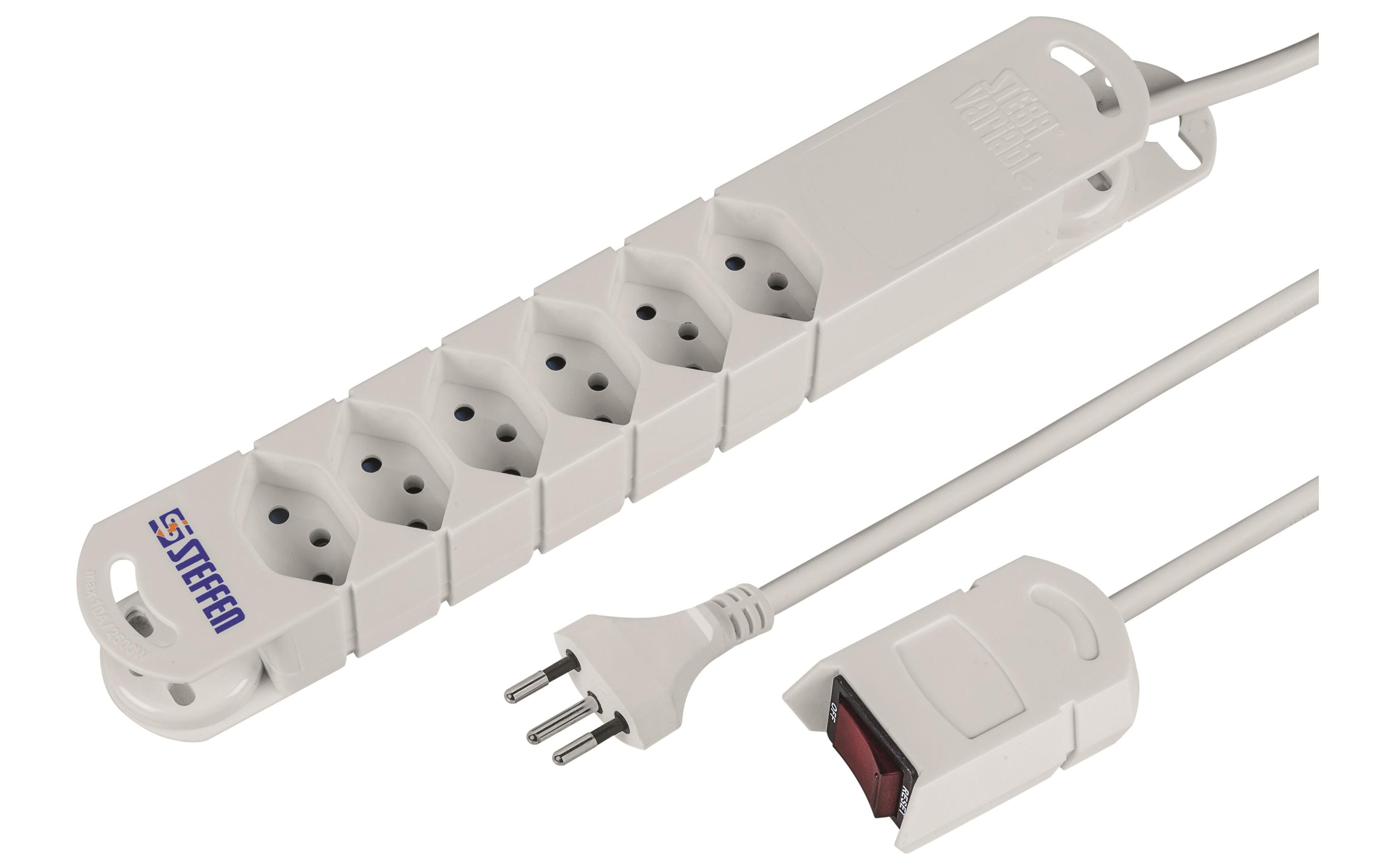 STEFFEN STEBA VARIABL Steckerleiste 6xT13 3m Kabel, Schaltmauskabel 2m