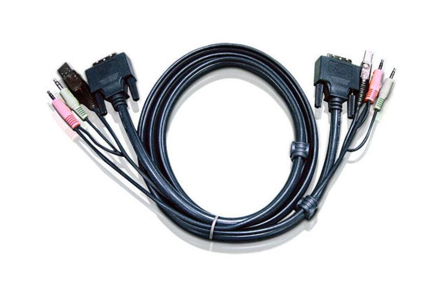 Aten 2L-7D03U: USB-DVI-KVM-Kabel 3M Anschluss:DVI-D (Single Link),USB und Audio