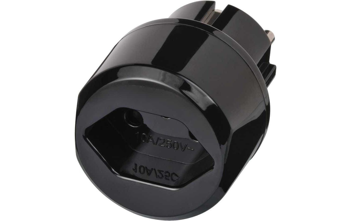 Brennenstuhl Reiseadapter SchuKo Stecker Buchse Schweiz mit Kinderschutz, schwarz