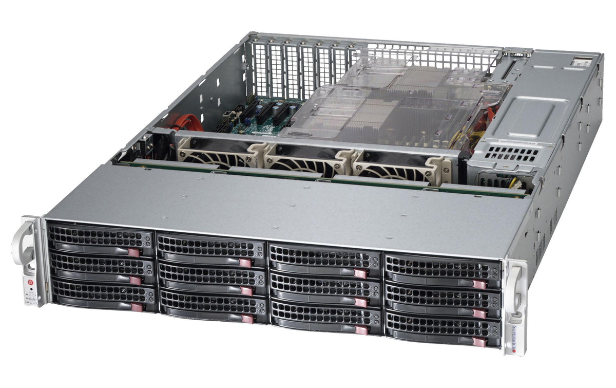 Supermicro SC826BE1C4-R1K23LPB: 19" Gehäuse 12x SAS3 Hotswap Bays, 1200W Redundant NT