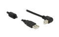 USB2.0-Kabel A-B: 50cm, schwarz USB-B Seite 90°gewinkelt