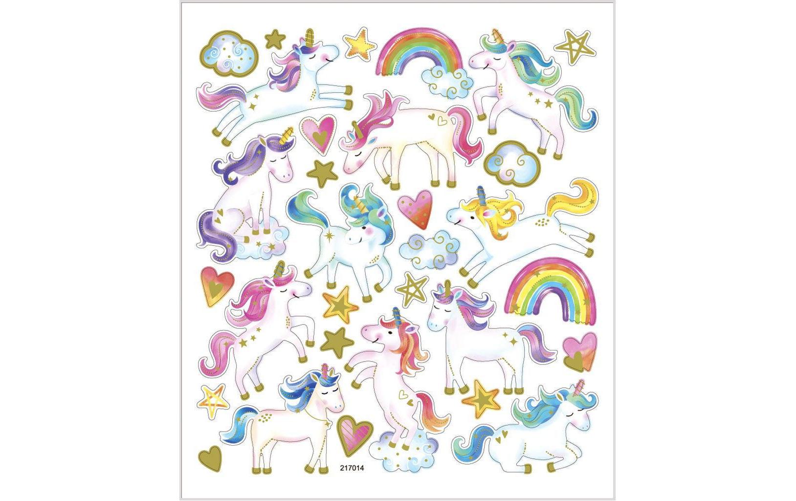 Creativ Company Sticker Einhorn ca 31 Sticker, Blatt 15 x 16.5 cm