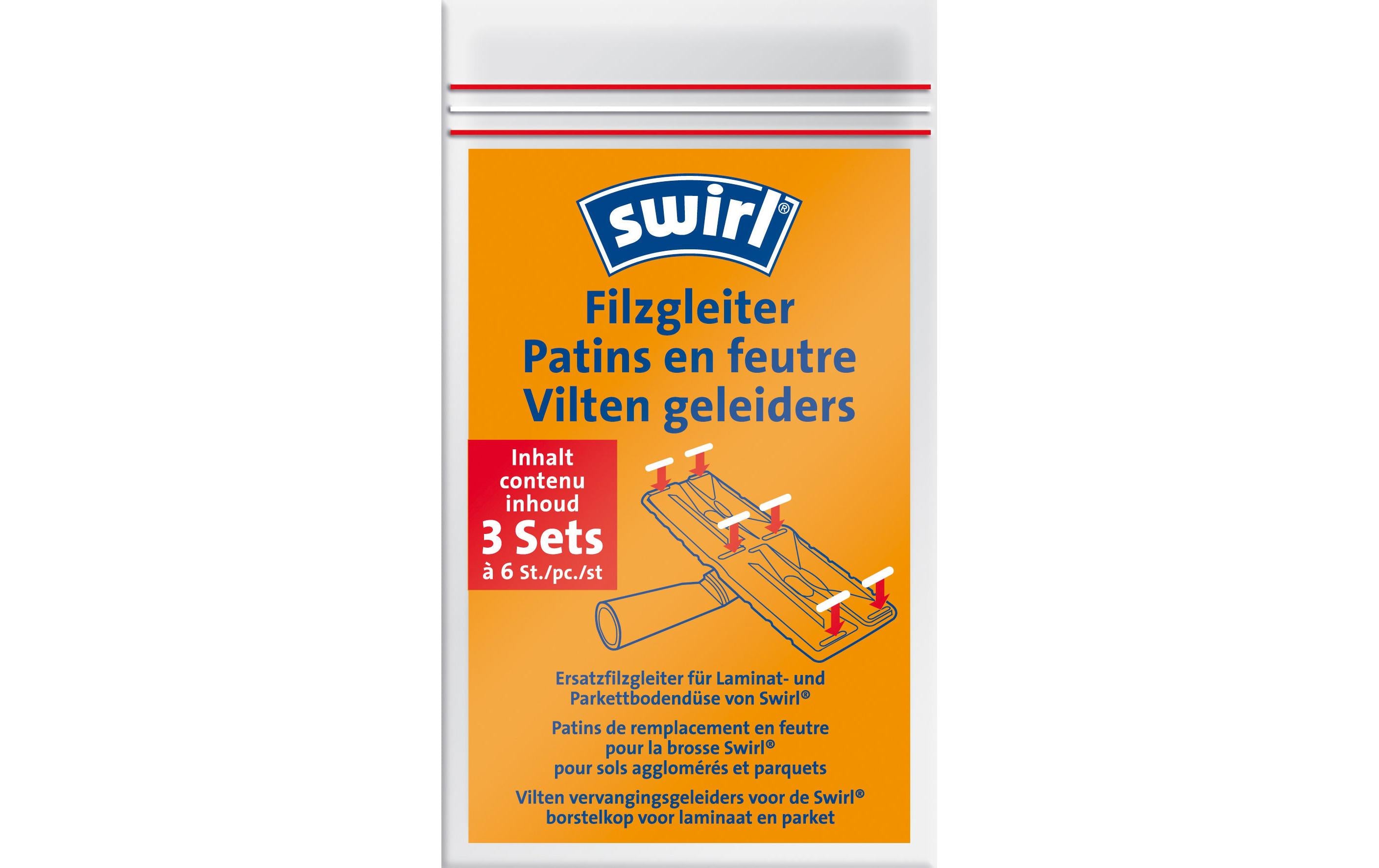 Swirl Ersatz-Filzgleiter für Parkettdüse 3 Sets