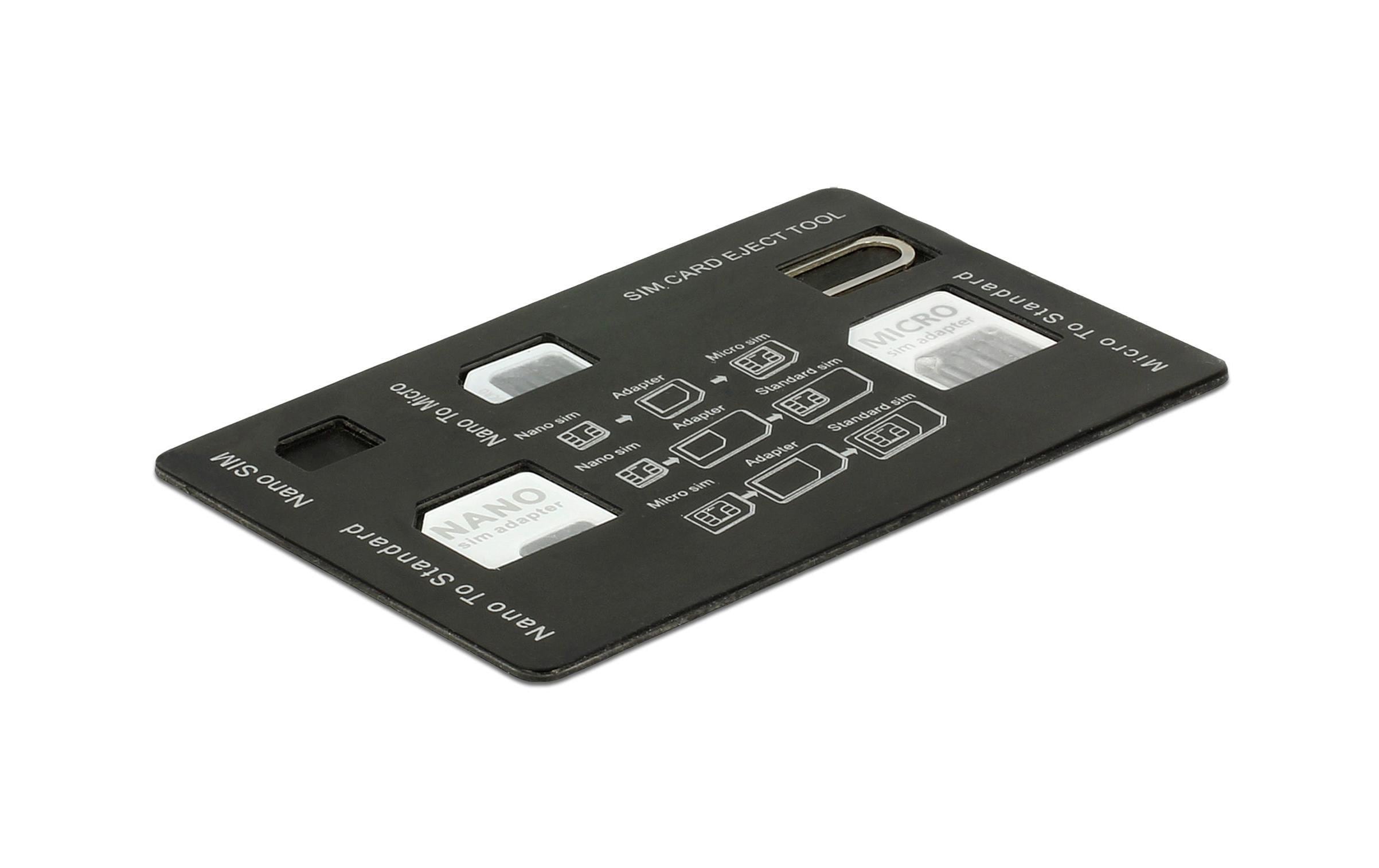 Delock 4 in 1 SIM Kartenadapter im Set nano-, mikro- und standard