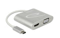 Monitor Splitter USB Typ-C  zu DP/HDMI/VGA Silber, bis 2 Monitore gleichzeitig