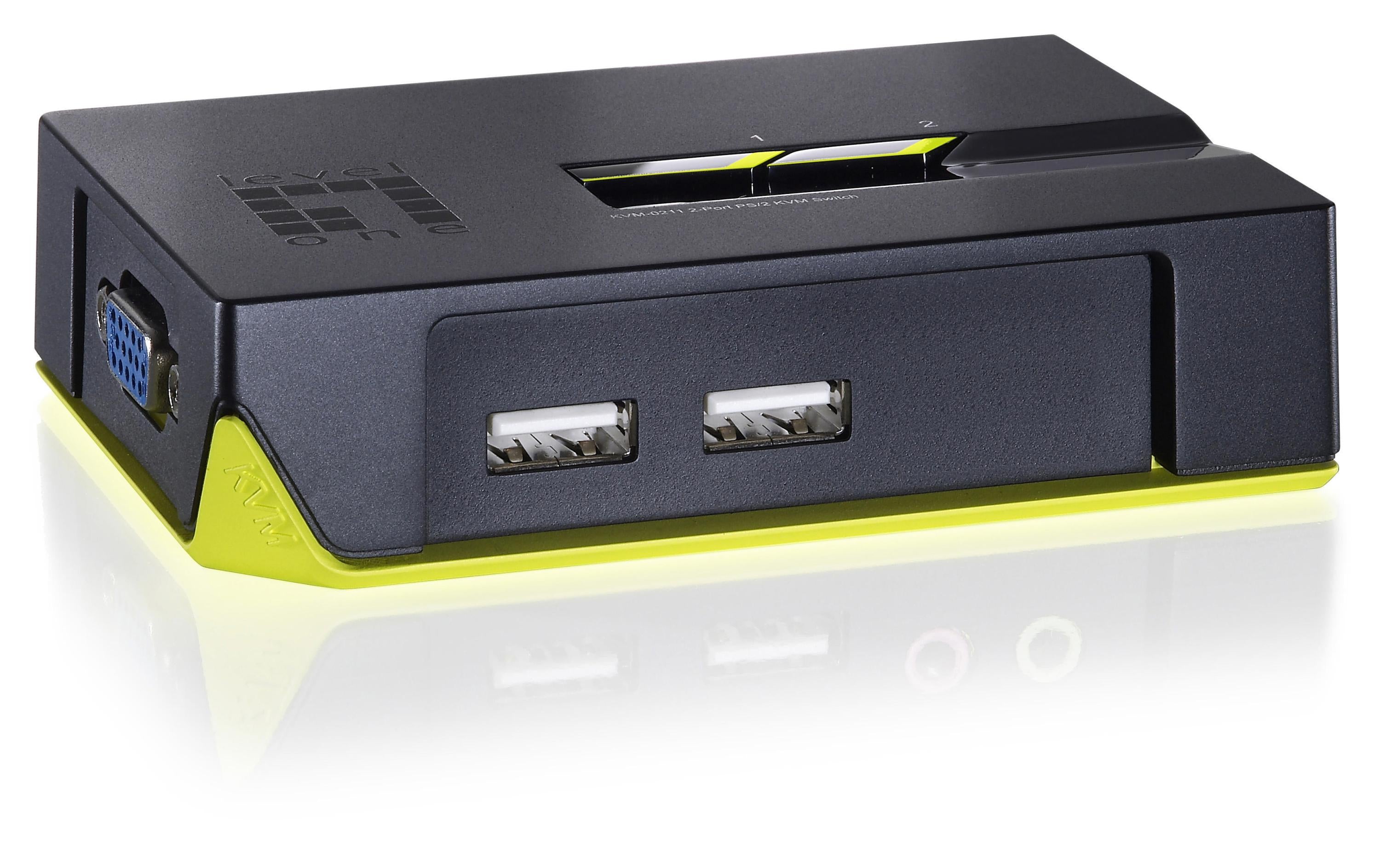 LevelOne KVM-0222: 2Port Kabel-KVM-Switch USB, VGA, 2045X1536