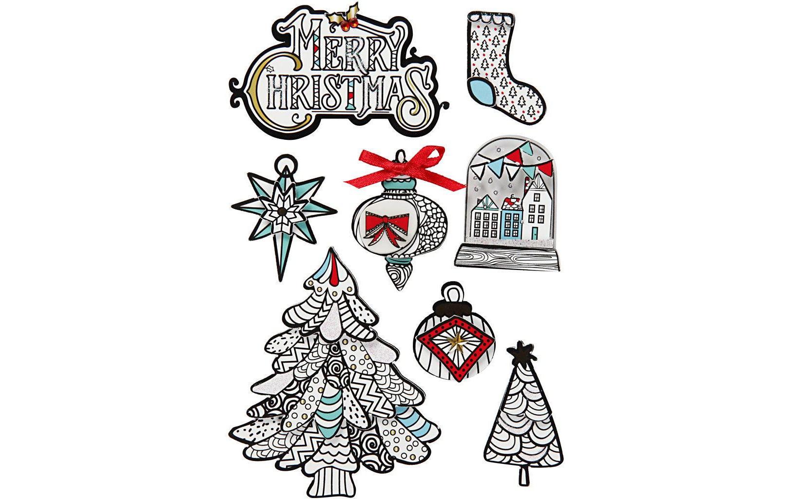 Creativ Company Weihnachtssticker3D 32-80 x 25-65 mm, 8 Stück