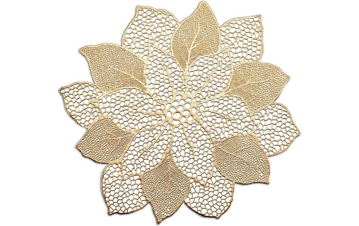 Zeller Present Tischset Flower gold 49x47cm, PVC, 1 Stück