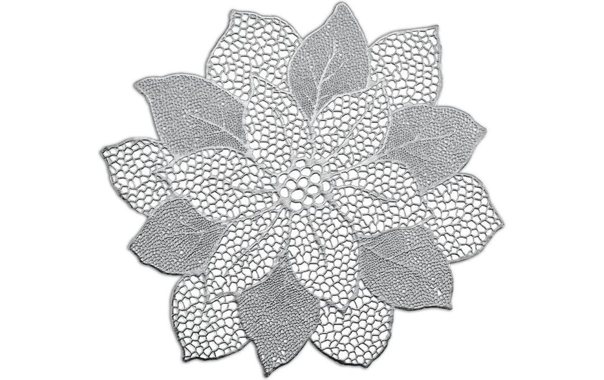 Zeller Present Tischset Flower silber 49x47cm, PVC, 1 Stück