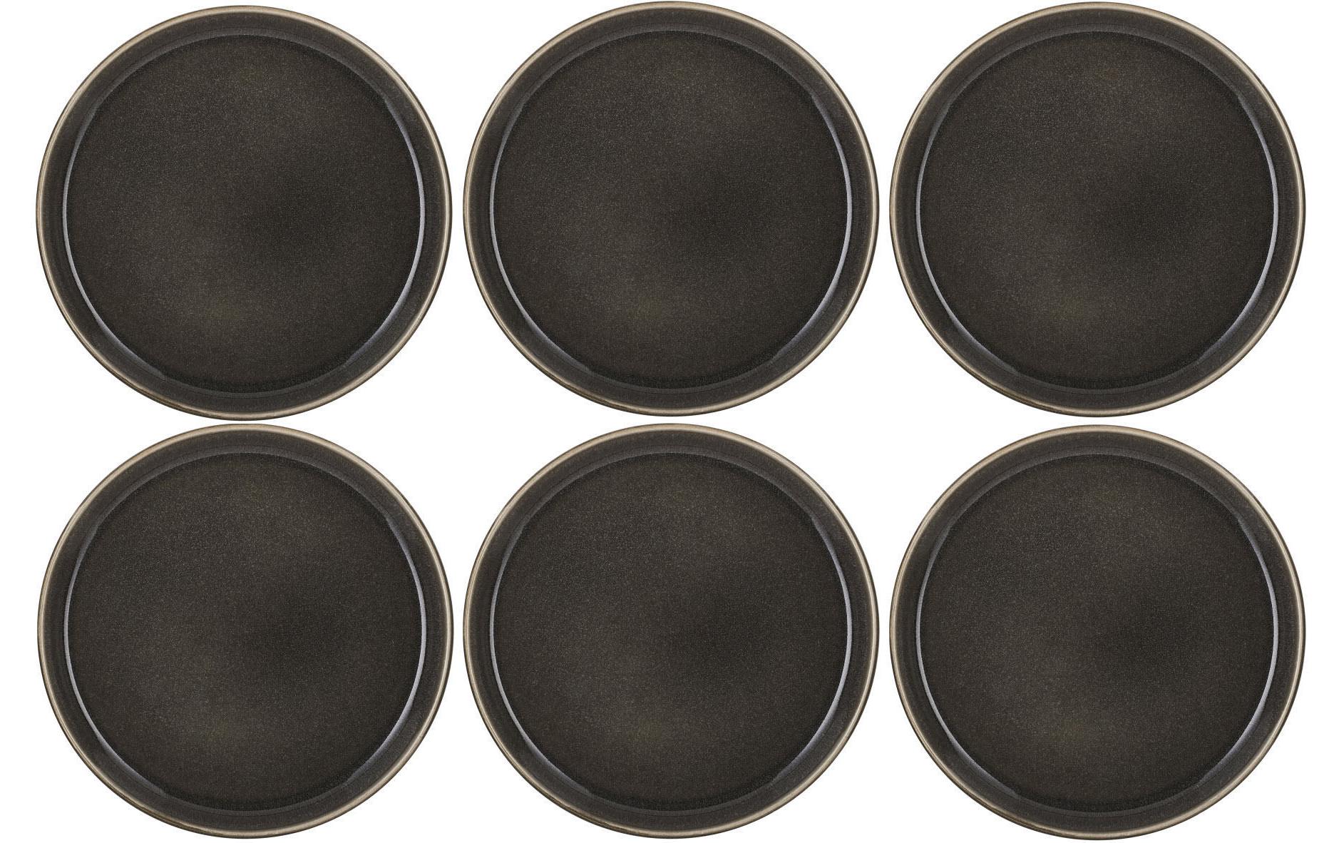 Bitz Dessertteller 21cm grau/grau 6 Stk., 21cm Durchmesser, Stoneware