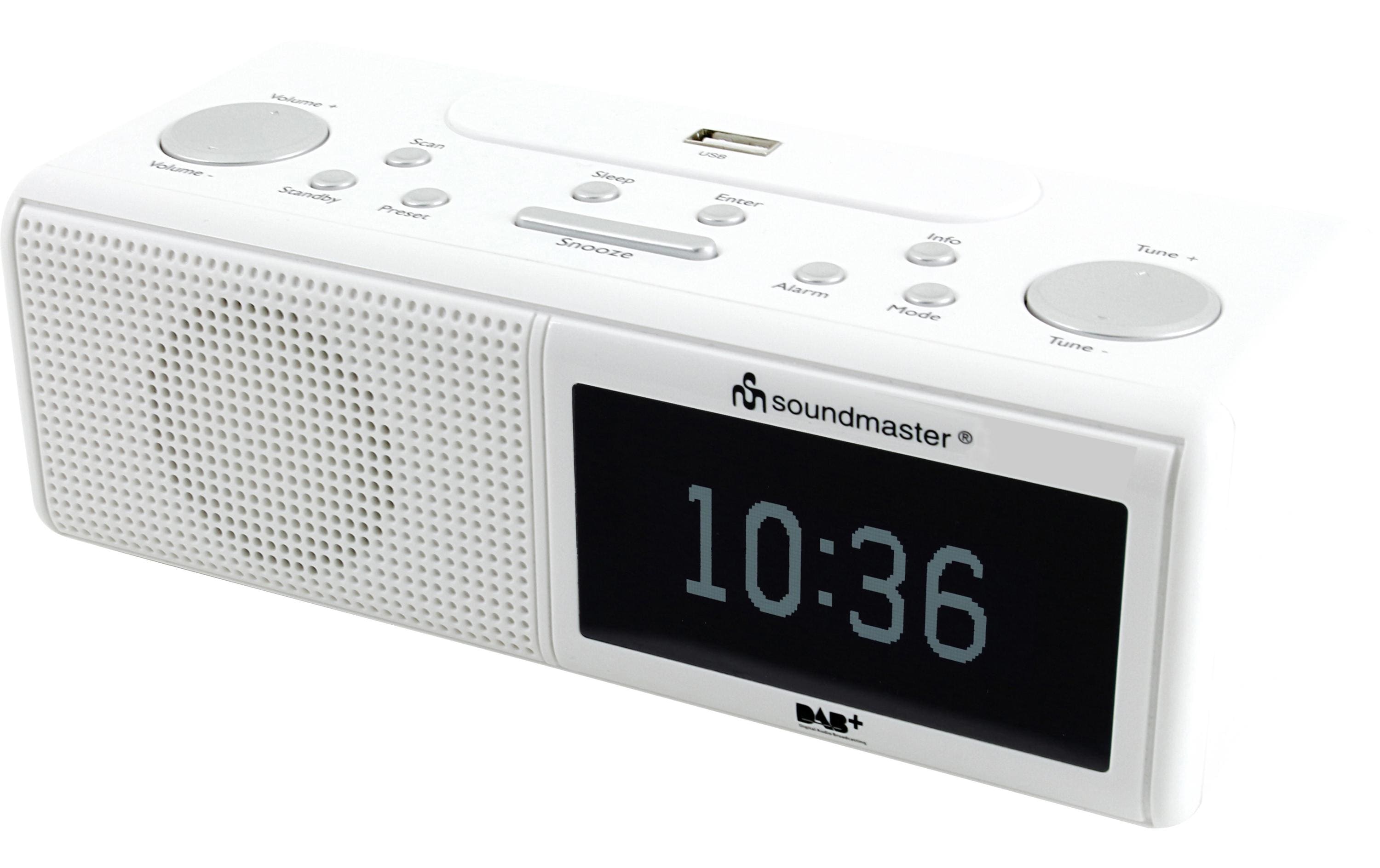 Soundmaster UR8350WE, weiss DAB+-Uhrenradio mit USB-Wiedergabe