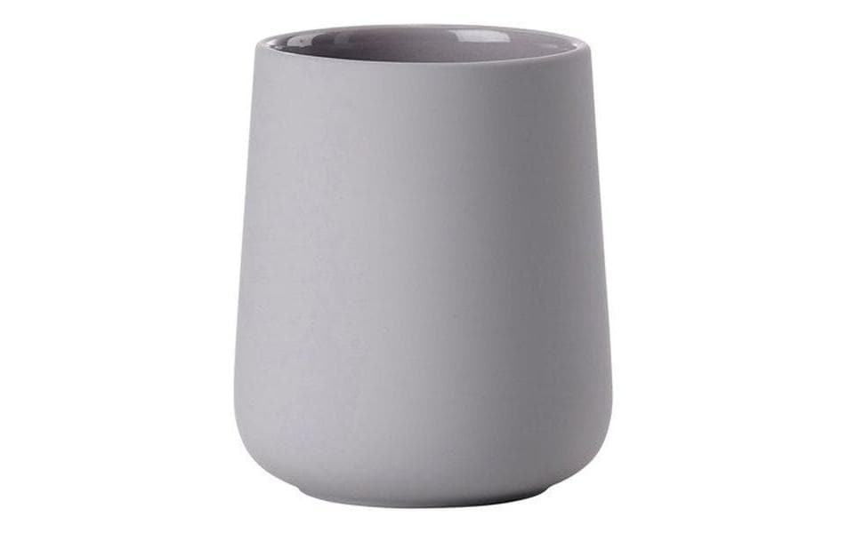 Zone Zahnputzbecher Nova One Silbergrau H:10cm D:8cm, Steingut