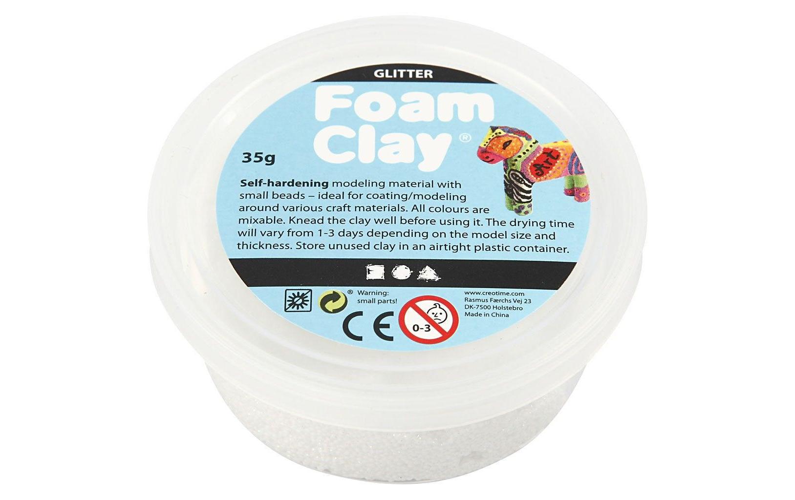 Creativ Company Foam Clay 35g, Glitzer weiss