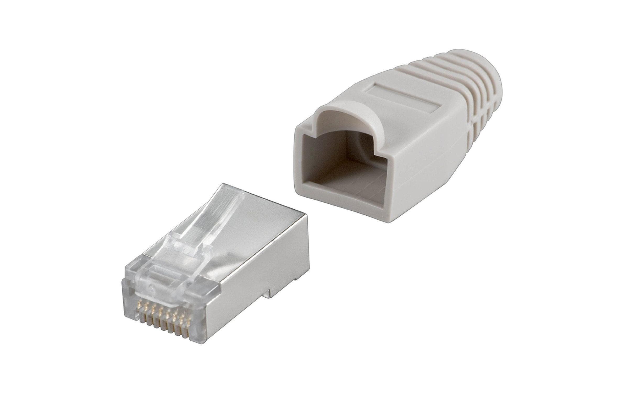 Wirewin RJ-45 Modularstecker, 100er Pack geschirmt, inkl. grauer Tülle