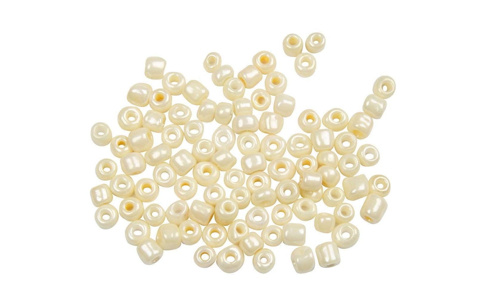Creativ Company Rocailles Glasperlen elfenbein, 25 g, D: 3 mm, Loch D: 0.6-1 mm