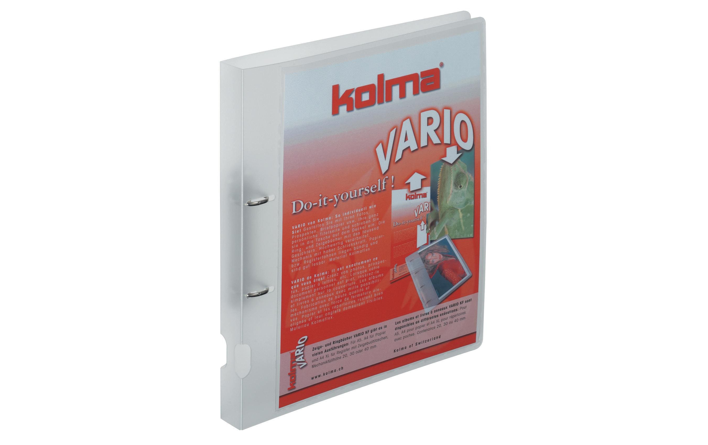 Kolma Ringbuch Vario A4 KolmaFlex 2 Ring-Mechanik Füllhöhe 2 cm, farblos