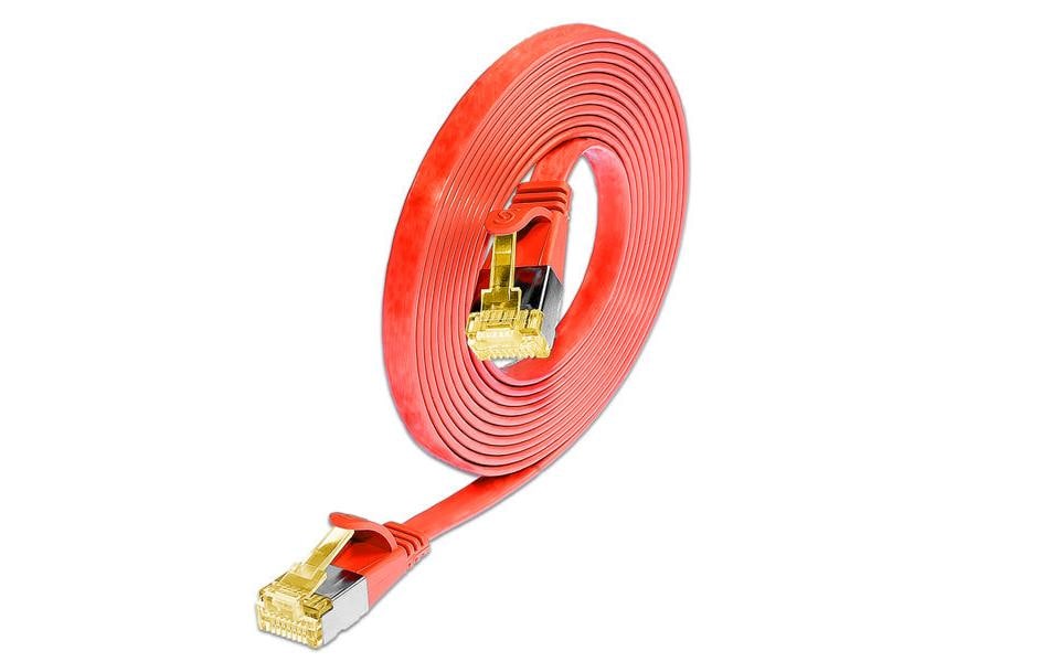 Slim Wirewin Patchkabel: U/FTP, 25cm, rot Cat.6A, geschirmt, PVC, flach, 1.85x6mm
