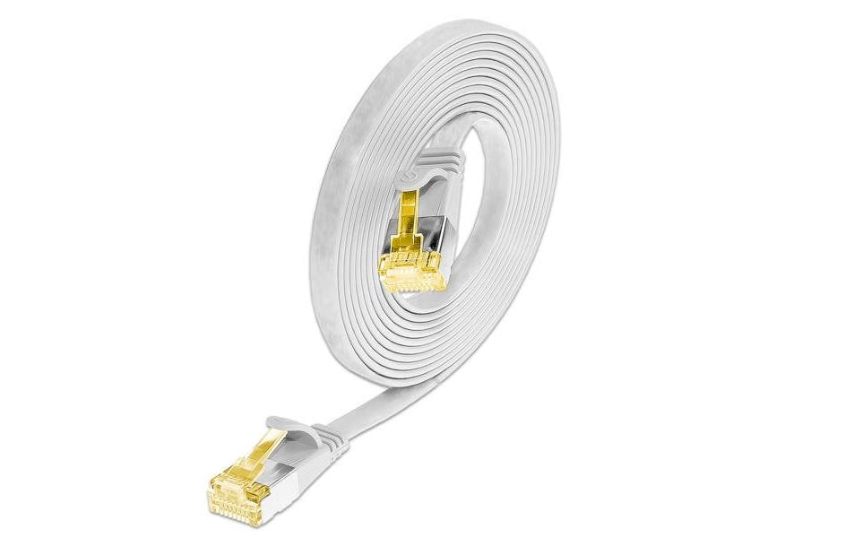 Slim Wirewin Patchkabel: U/FTP, 25cm, weiss Cat.6A, geschirmt, PVC, flach, 1.85x6mm