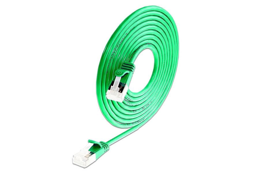 Slim Wirewin Patchkabel: U/FTP, 25cm, grün Cat.6A, LSOH, Klinke nicht brechbar, 3.8mm