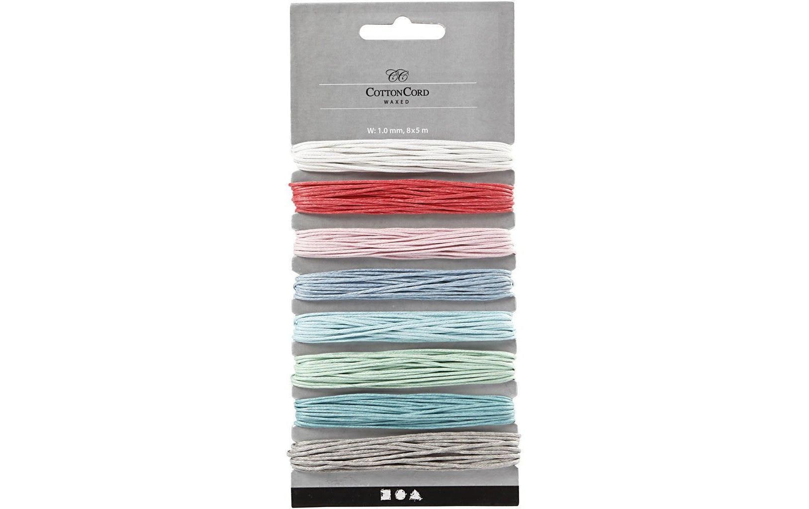 Creativ Company Baumwollkordel 1 mm 8 Stück à 5 m, sortierte Farben
