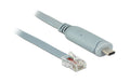 Delock USB-C zu RJ-45 Konsolenkabel, 1m RS-232, Kompatibel mit Cisco Geräten, grau