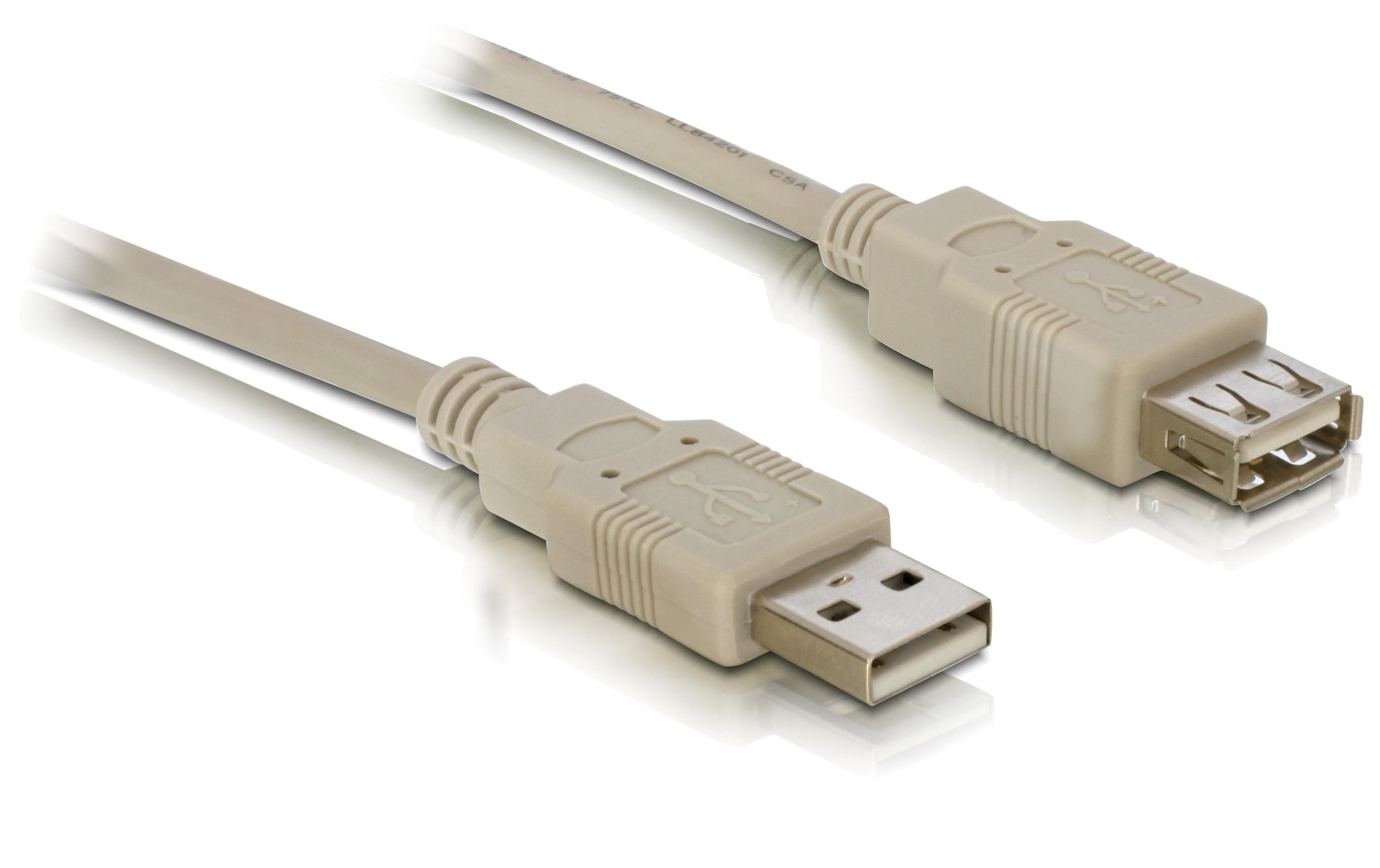 USB2.0-Verlängerungskabel, 3m, beige A Stecker beidseitig einsteckbar