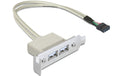 Delock Slotblech USB 2.0 Pin Header 1 x 9 Pin  intern > 2 x USB 2.0-A LP
