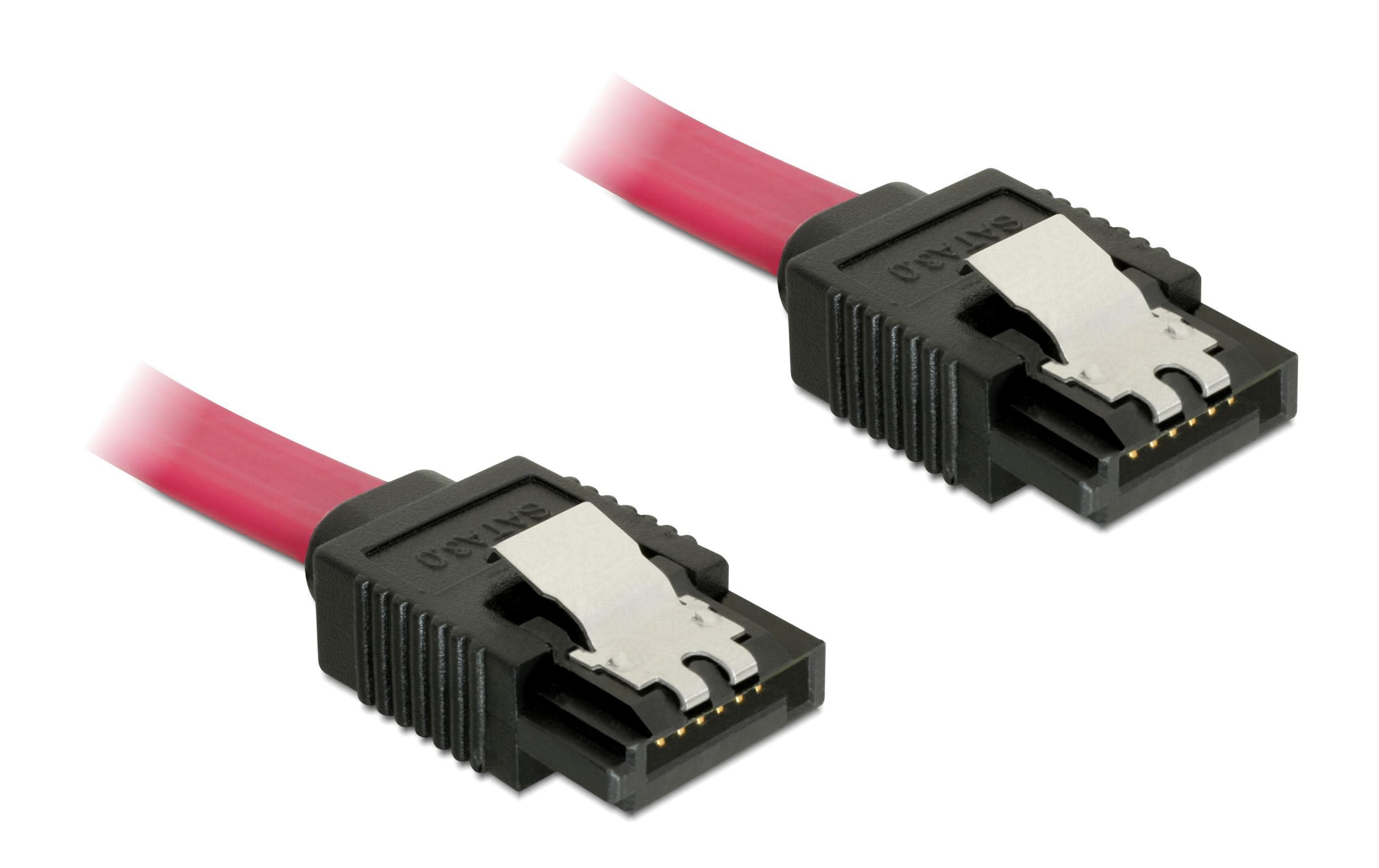 Delock SATA-3 Kabel: 50cm,Metall Clip, rot 6 Gbps, kompatibel mit Sata2 und 1