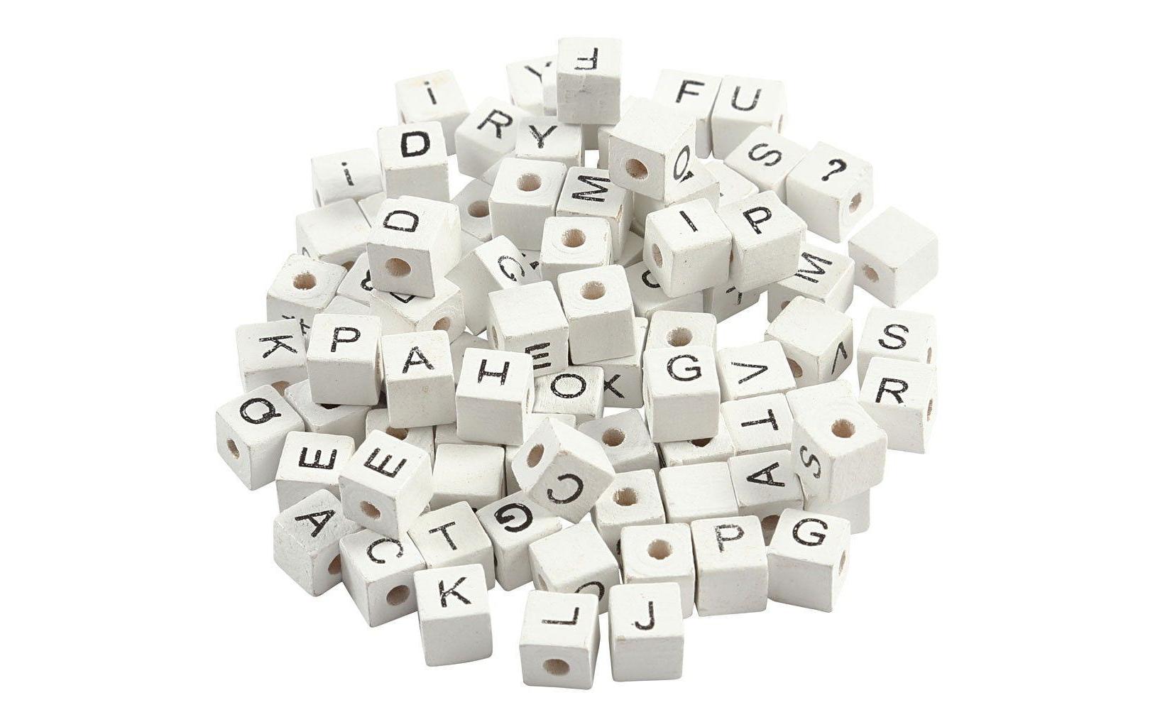Creativ Company Buchstabenperlen weiss, 8x8 mm, L-Grösse: 3 mm, 96 Stück