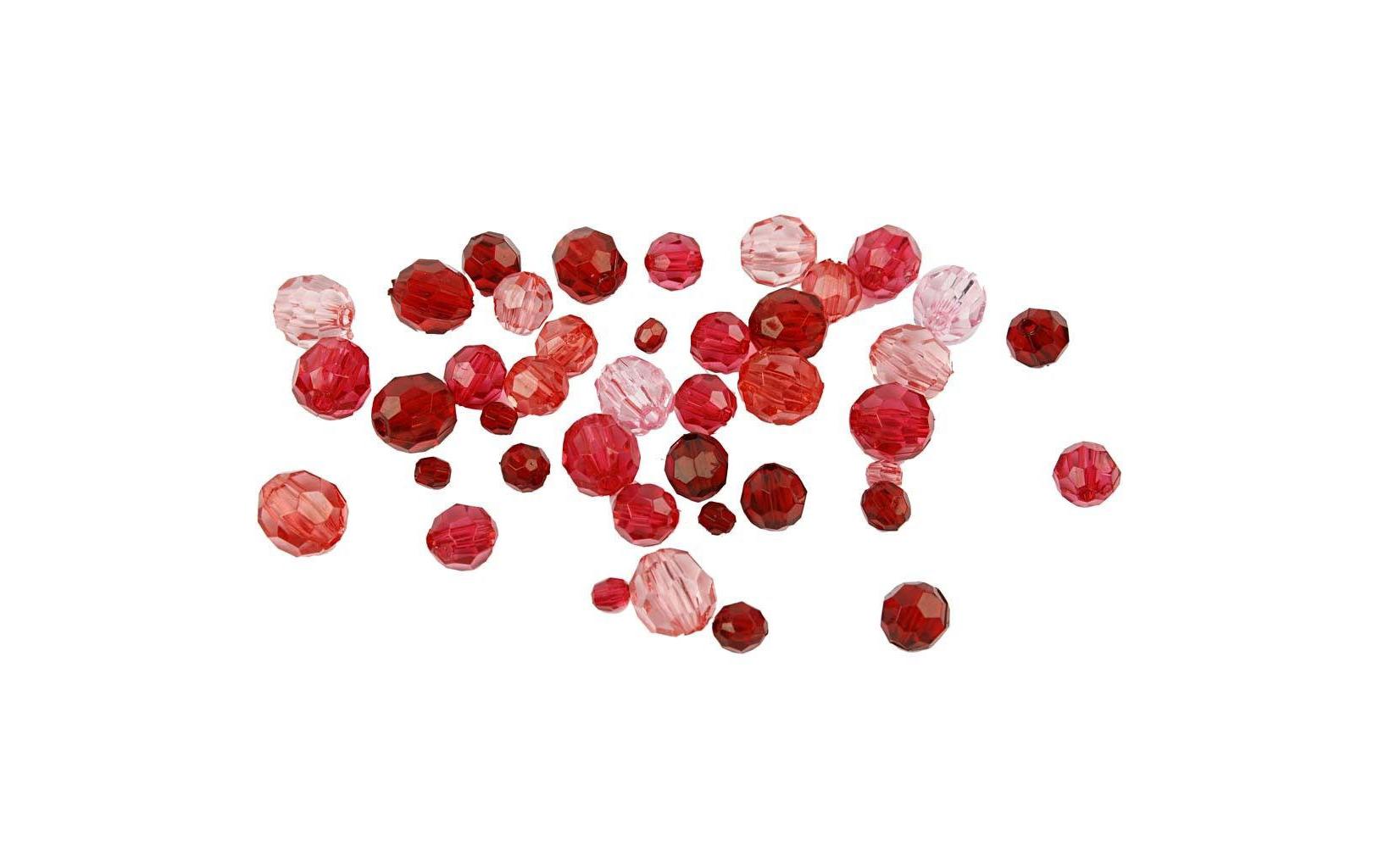 Creativ Company Facettenperlen rot, Grösse: 4-12 mm, 50g, 170 Stück