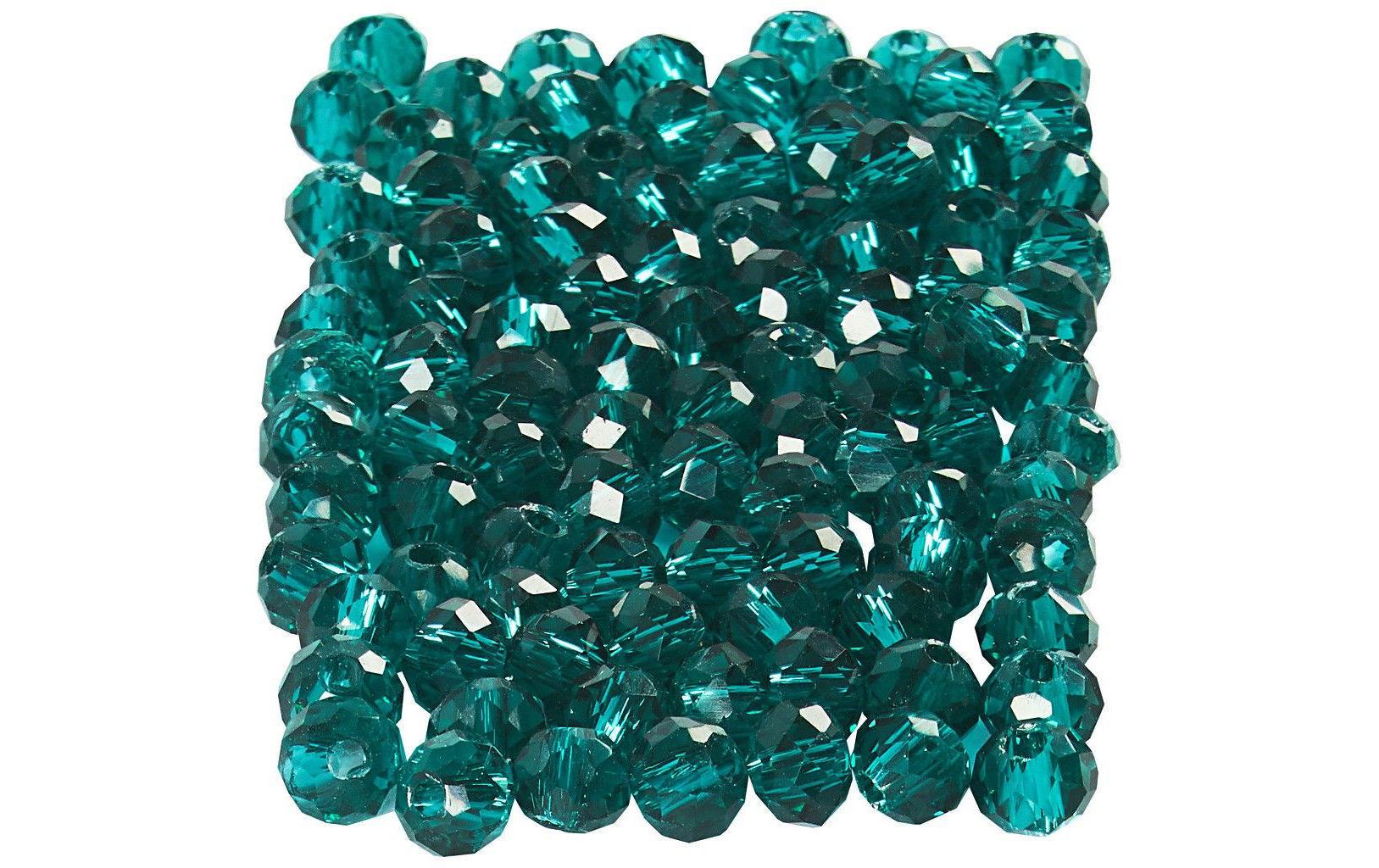 Creativ Company Glasschliffperlen türkis, 3x4 mm, L-Grösse: 0.8 mm, 100 Stück