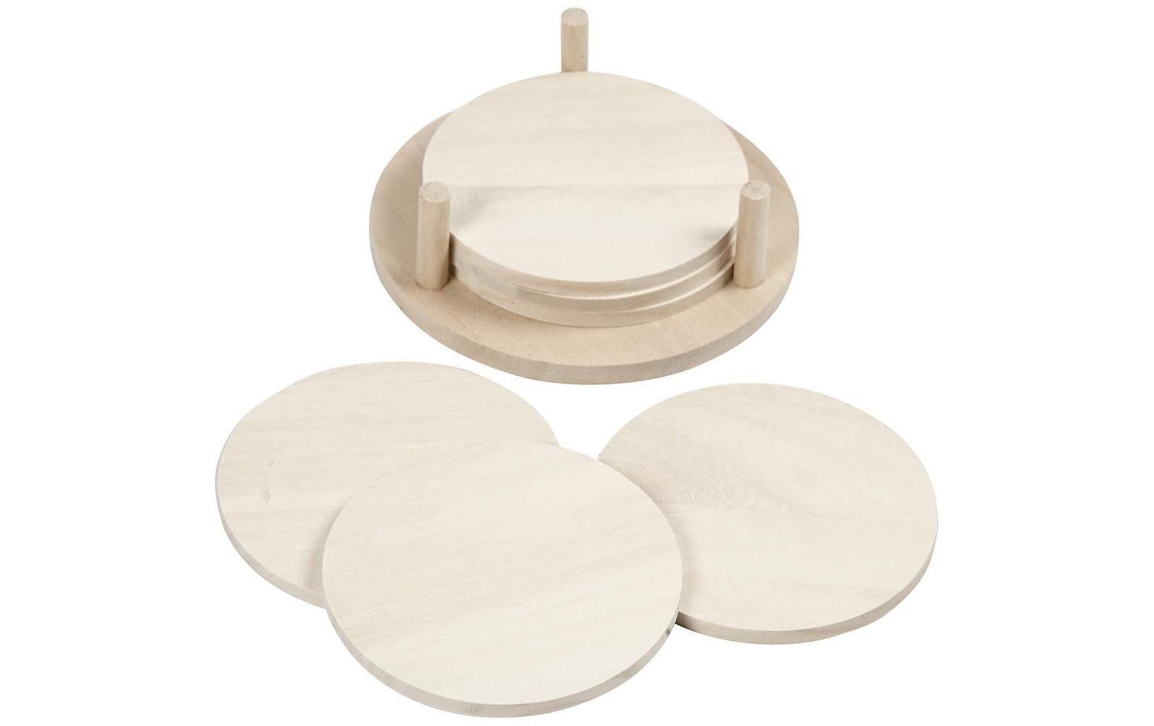 Creativ Company Holzuntersetzer 9.5 cm inkl. Halterung 12.5 cm