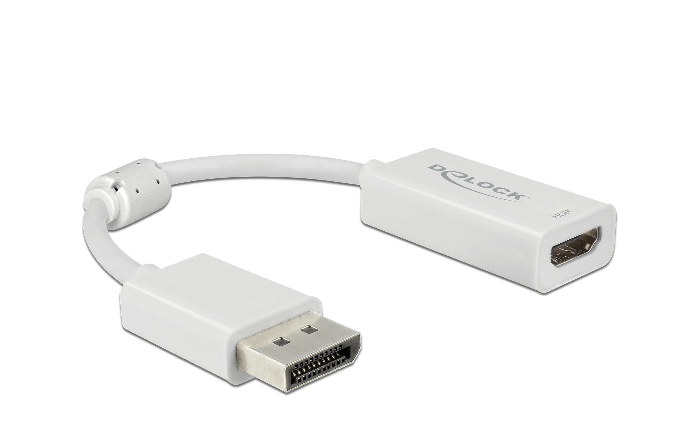 Monitoradapter DP zu HDMI, passiv, HDR, 4K DP Stecker zu HDMI-Bu, 10cm, weiss