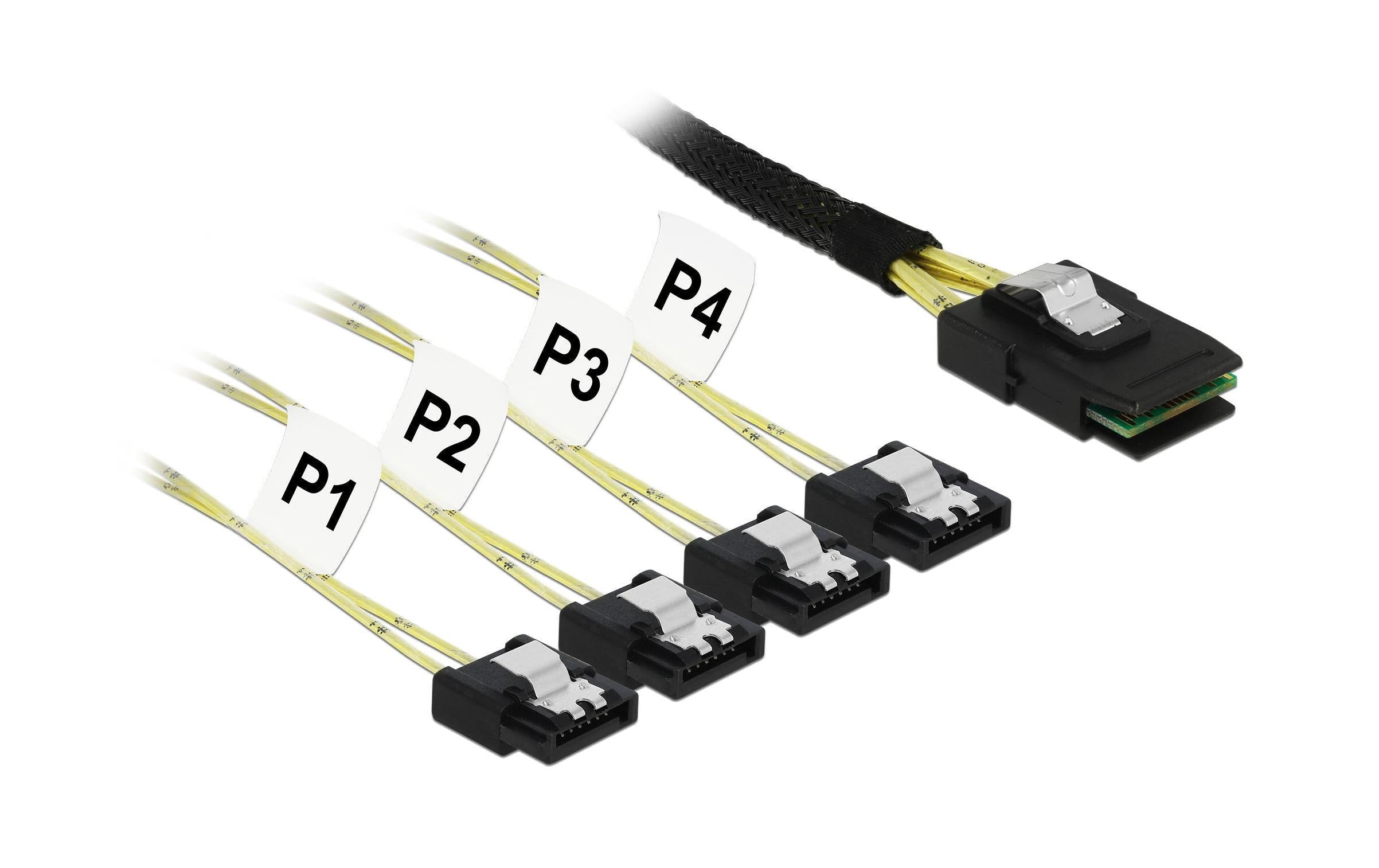 Delock HD-Mini SAS Kabel SFF-8087 zu 4x SATA 7 Pin, 1m