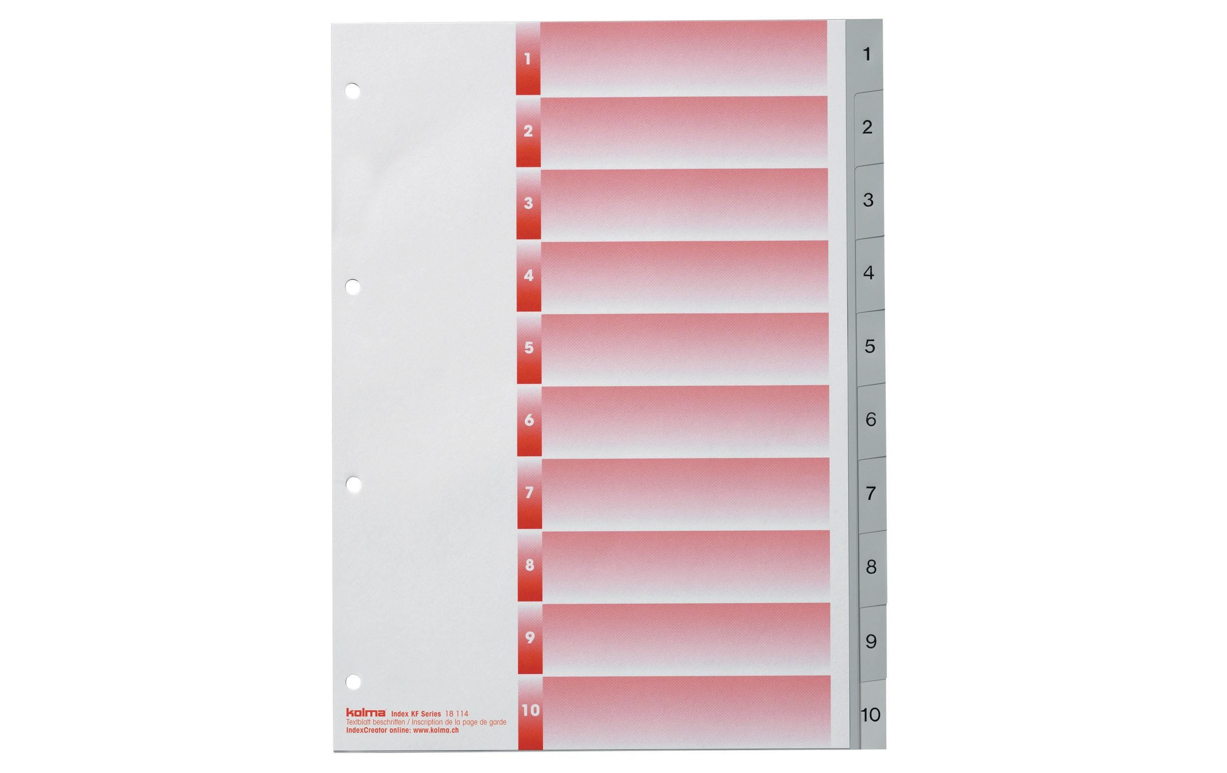 Kolma Register A4 KolmaFlex 1-10 10-teilig, grau