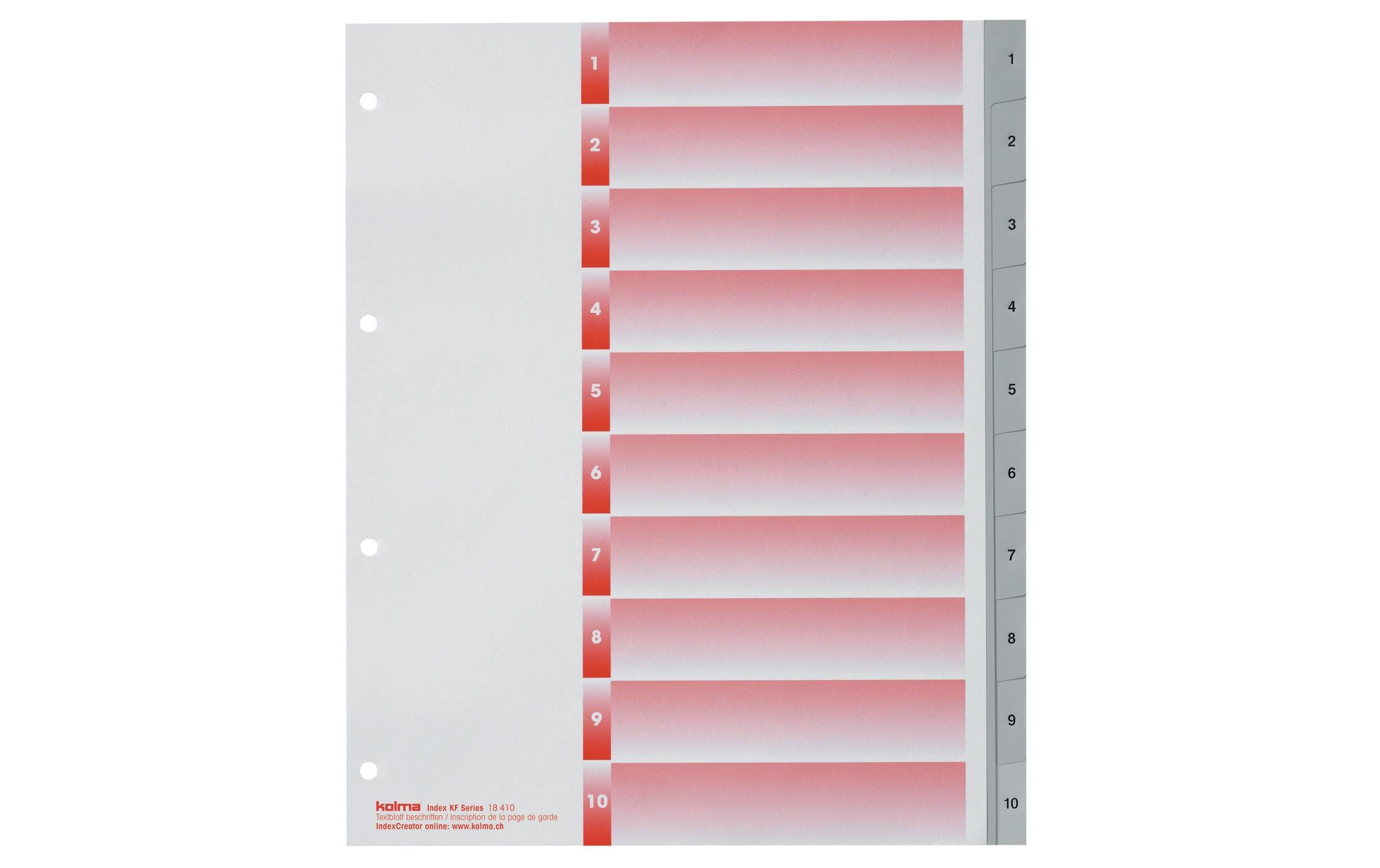 Kolma Register A4 XL KolmaFlex 1-10 10-teilig, grau