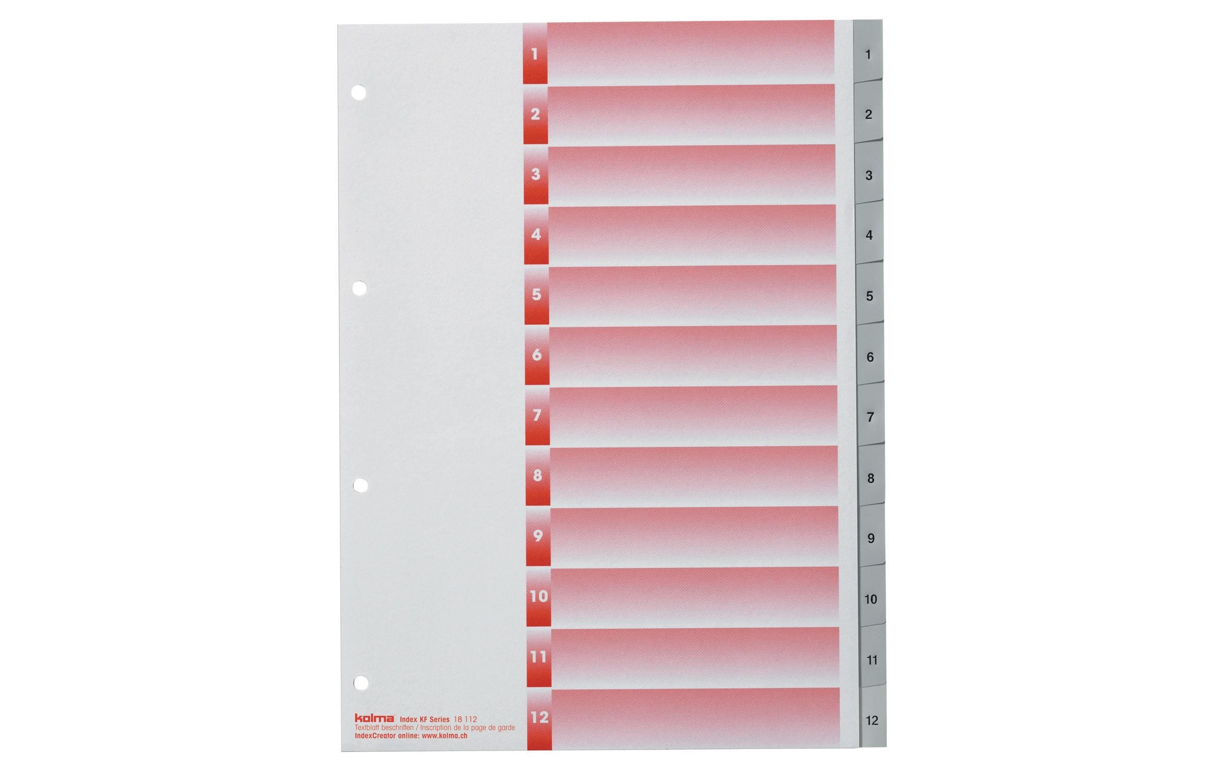 Kolma Register A4 KolmaFlex 1-12 12-teilig, grau