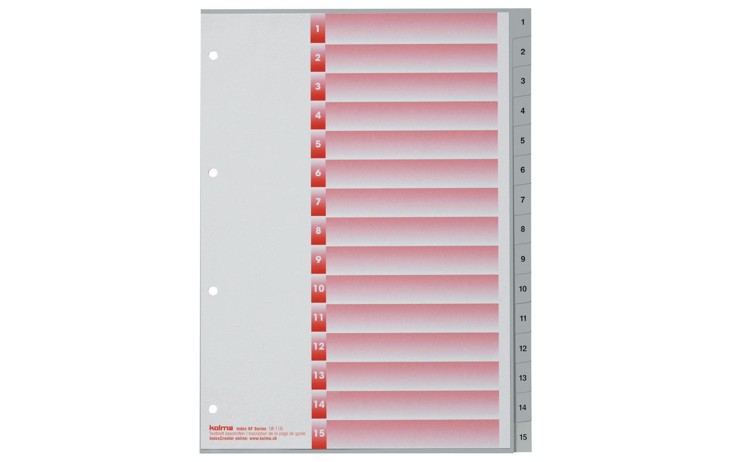 Kolma Register A4 KolmaFlex 1-15 15-teilig, grau