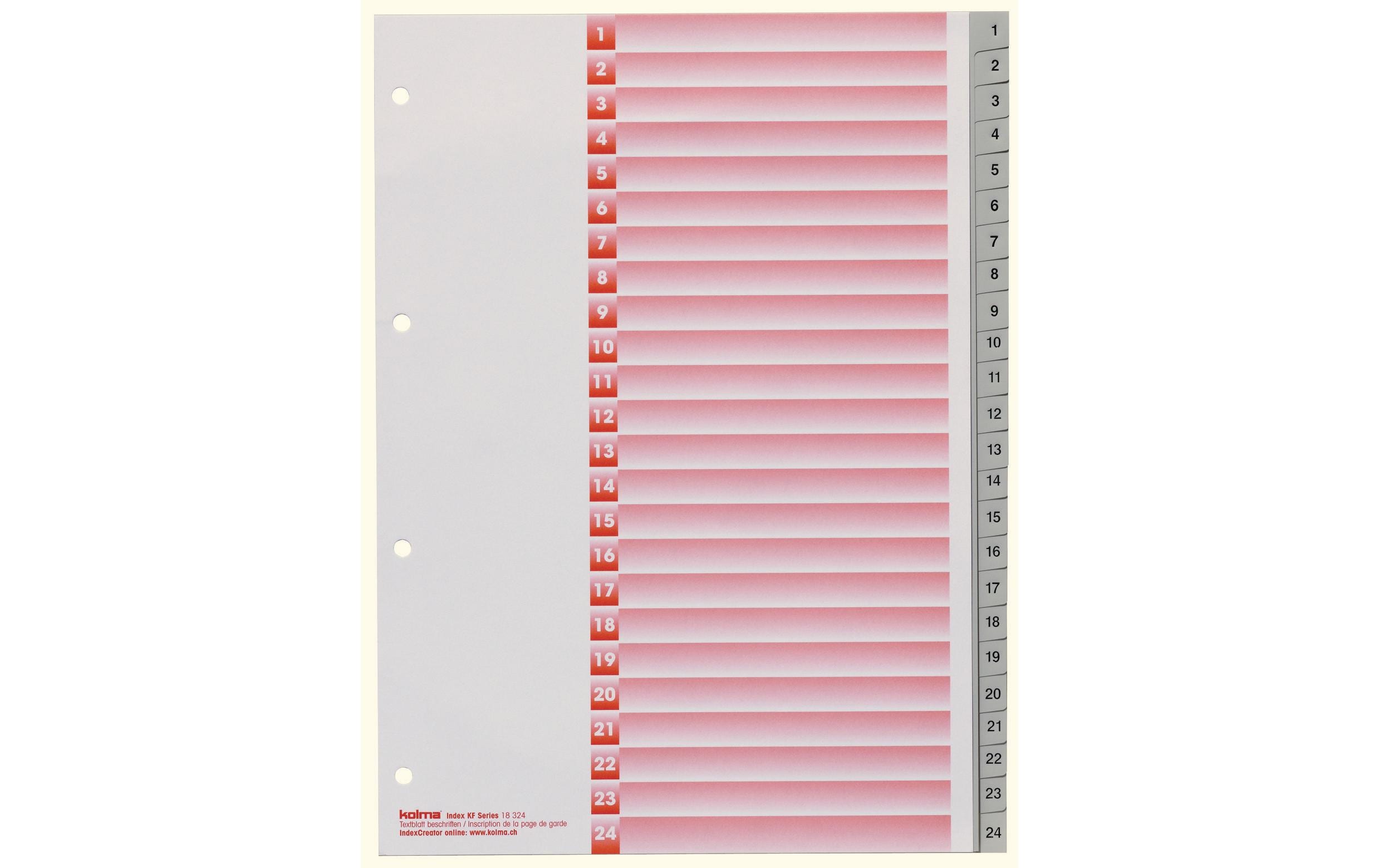 Kolma Register A4 KolmaFlex 1-24 24-teilig, grau