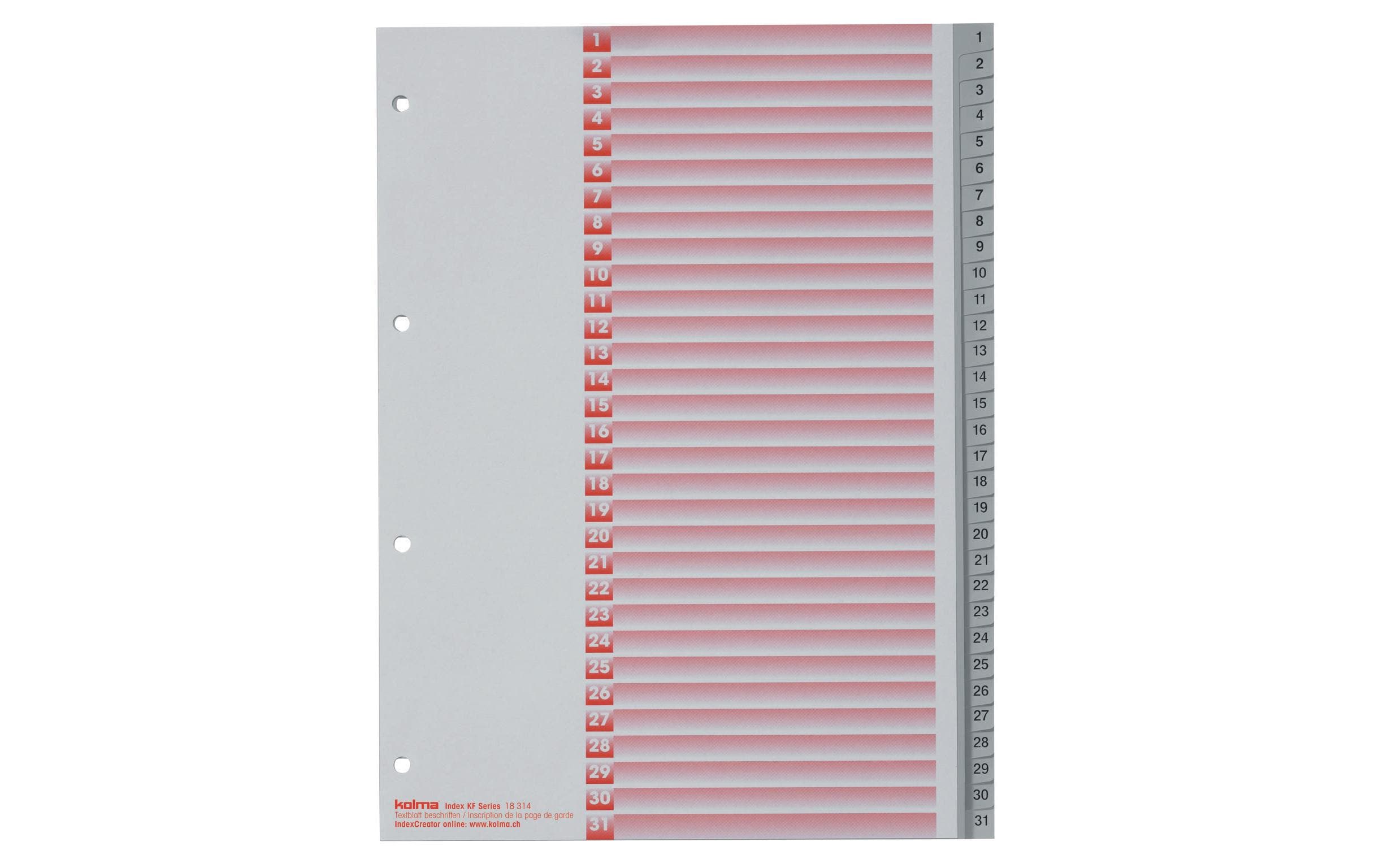 Kolma Register A4 KolmaFlex 1-31 31-teilig, grau