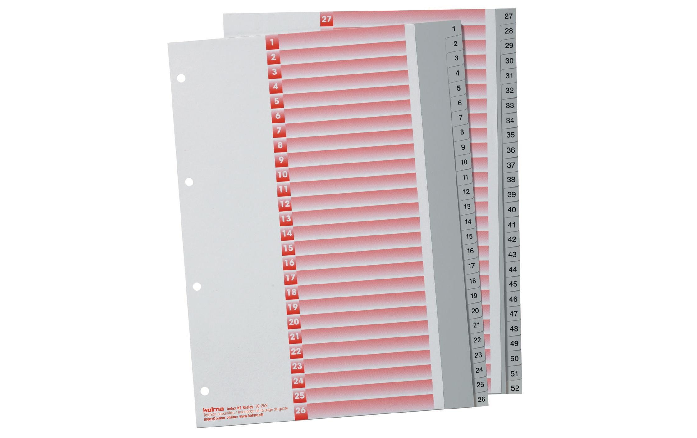 Kolma Register A4 KolmaFlex 1-52 52-teilig, grau
